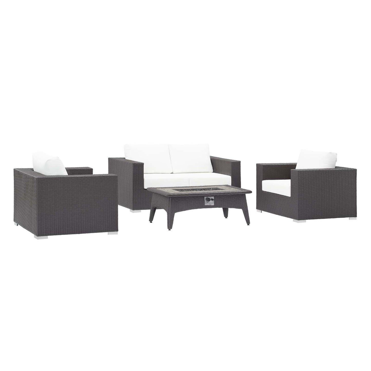 Modway Convene 4 Piece Set Outdoor Patio with Fire Pit