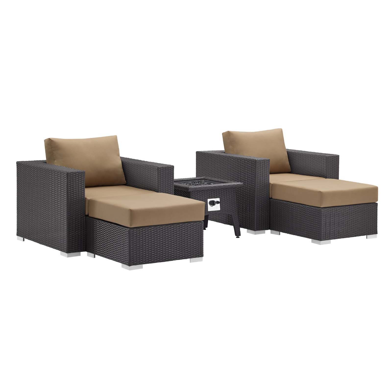 Modway Convene 5 Piece Set Outdoor Patio with Fire Pit-EEI-3726 | Outdoor Sofas, Loveseats & Sectionals | 