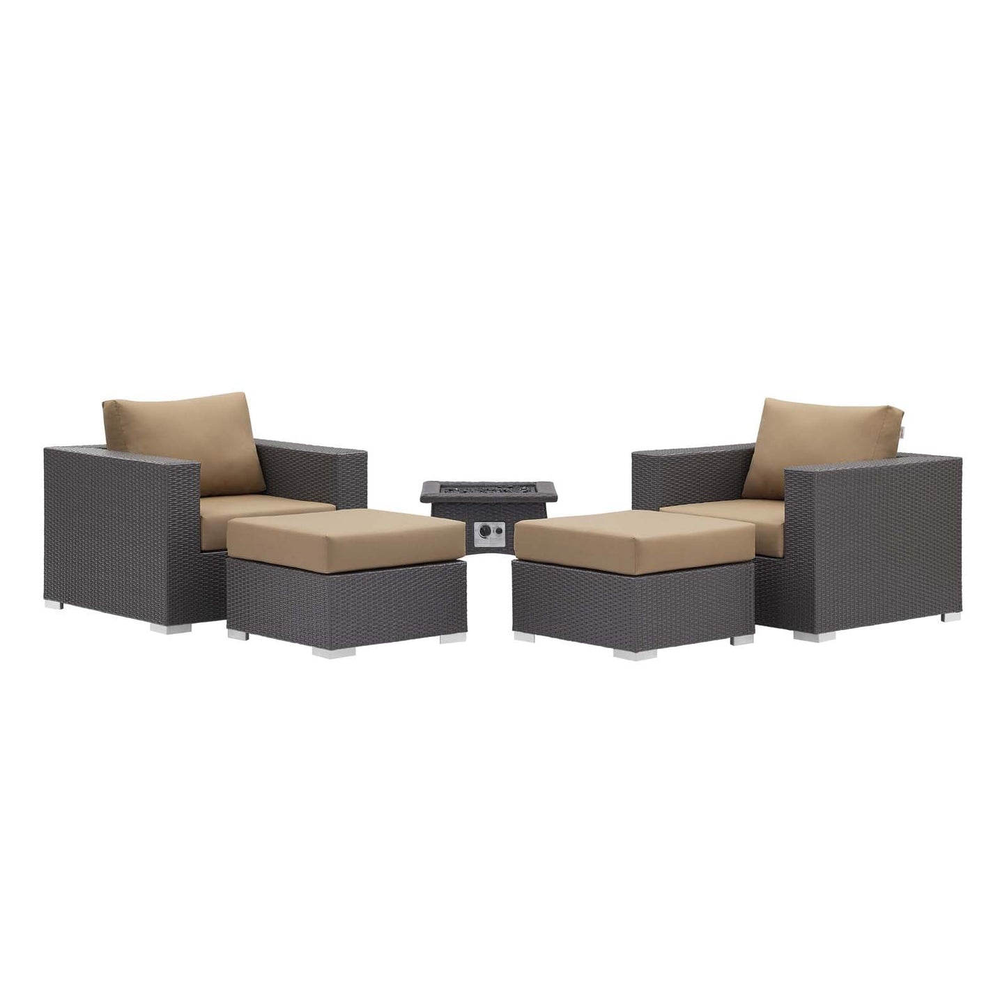 Modway Convene 5 Piece Set Outdoor Patio with Fire Pit-EEI-3726 | Outdoor Sofas, Loveseats & Sectionals | 