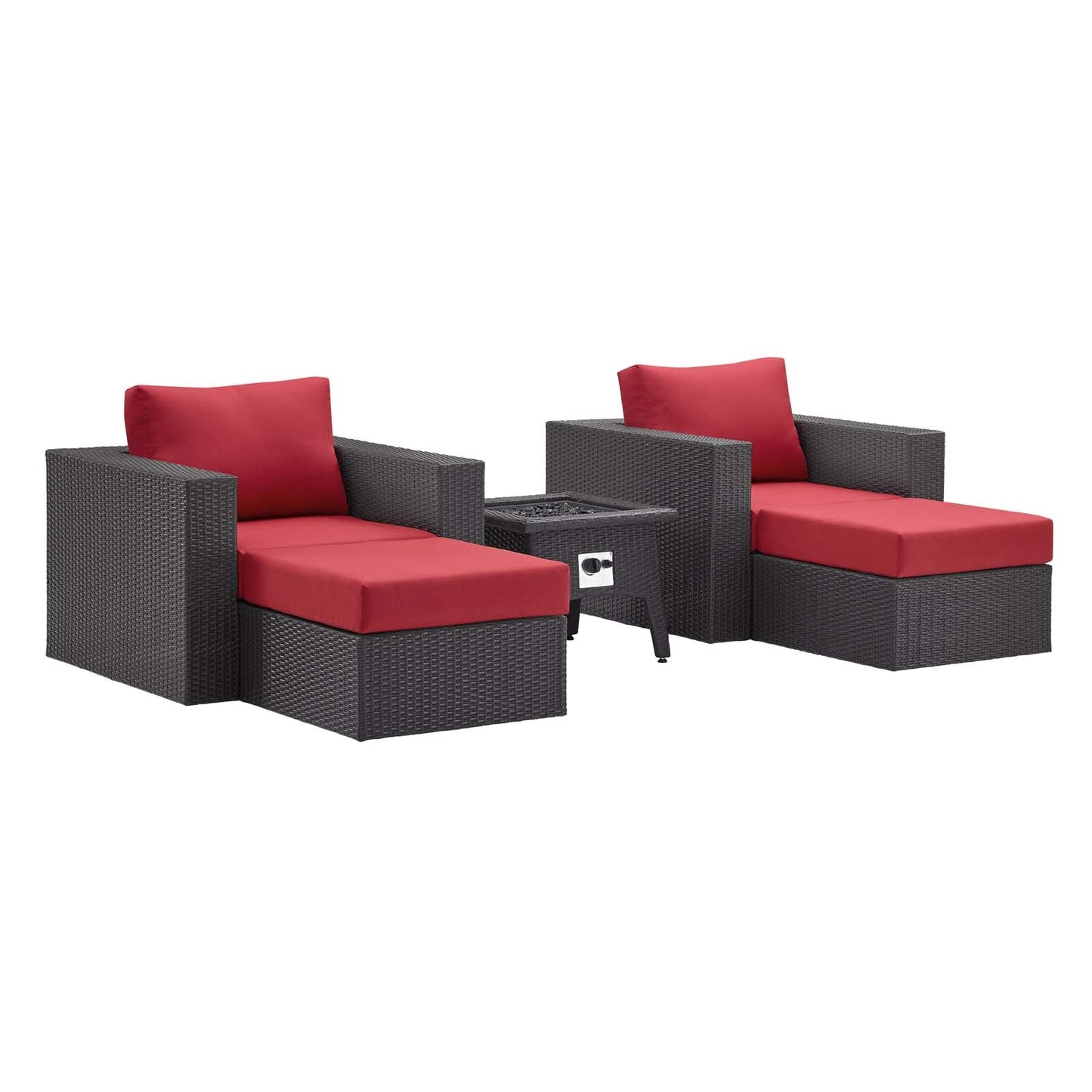 Modway Convene 5 Piece Set Outdoor Patio with Fire Pit-EEI-3726 | Outdoor Sofas, Loveseats & Sectionals | 