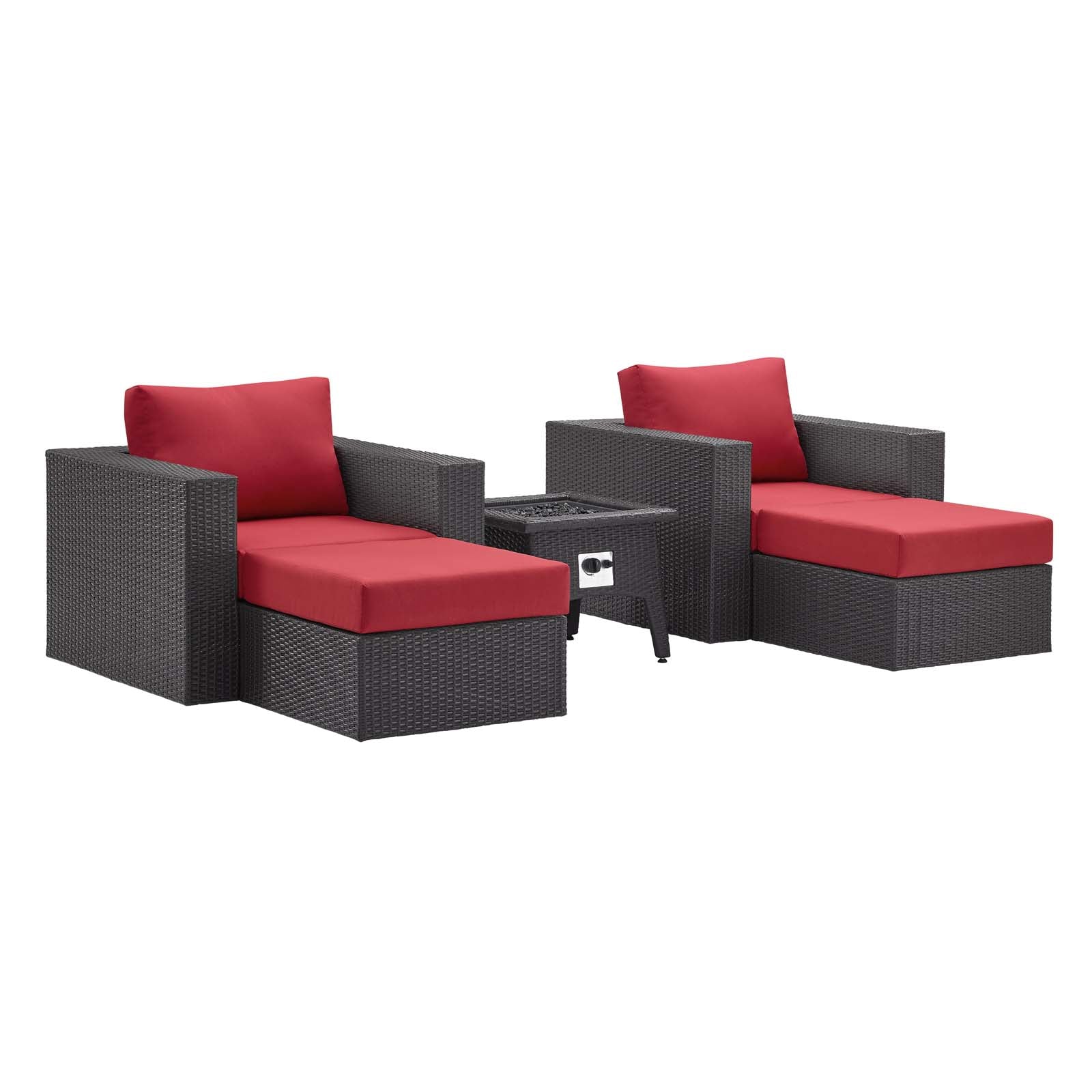 Modway Convene 5 Piece Set Outdoor Patio with Fire Pit-EEI-3726 | Outdoor Sofas, Loveseats & Sectionals | 