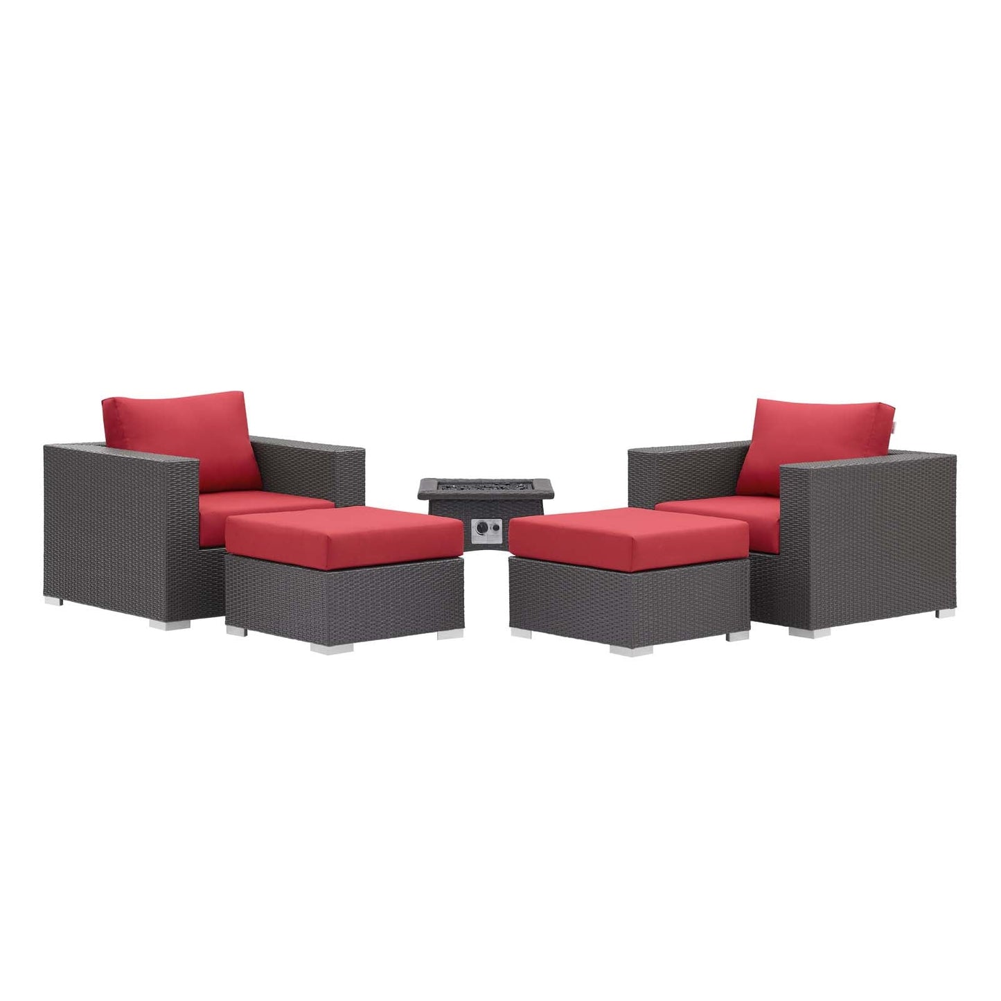 Modway Convene 5 Piece Set Outdoor Patio with Fire Pit-EEI-3726 | Outdoor Sofas, Loveseats & Sectionals | 