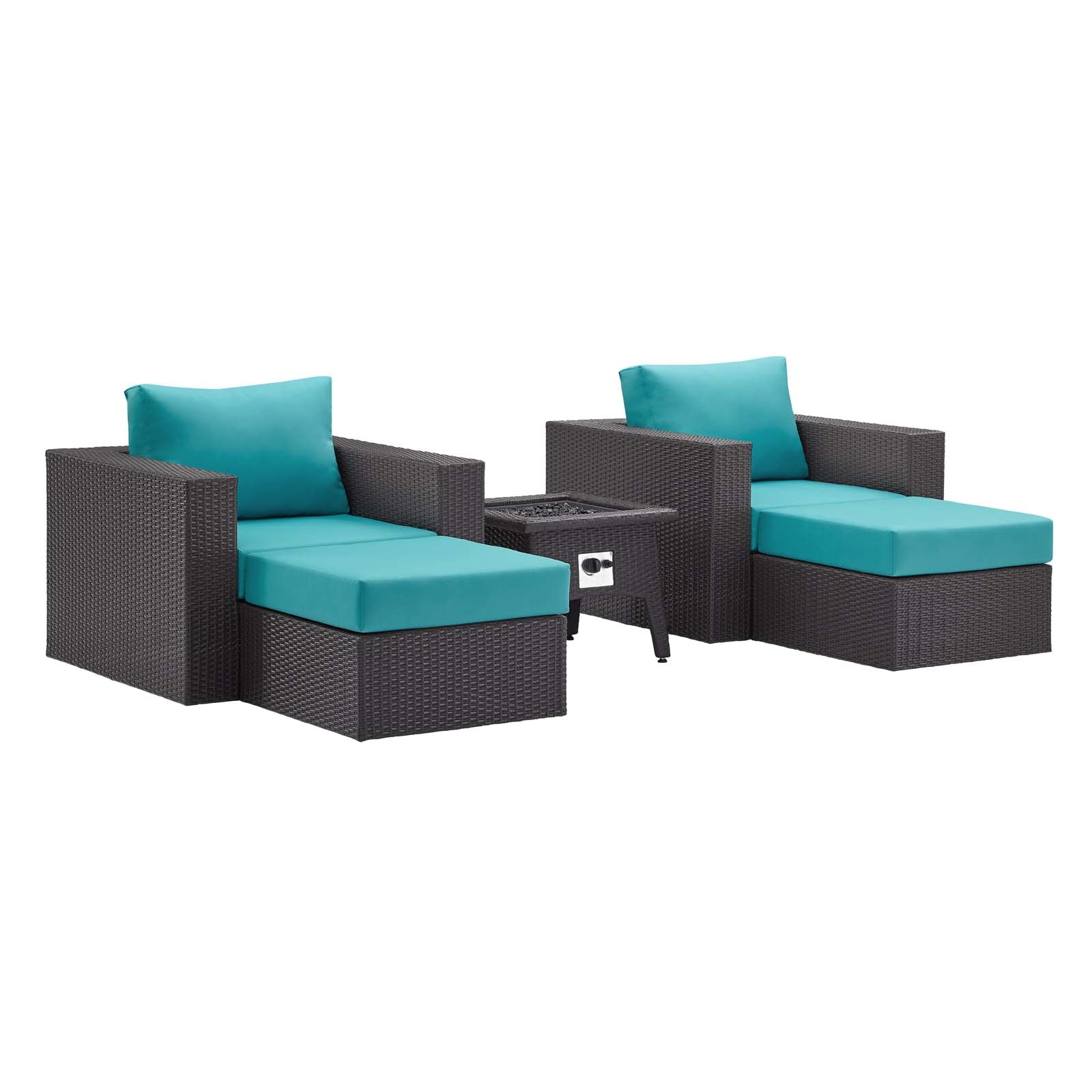 Modway Convene 5 Piece Set Outdoor Patio with Fire Pit-EEI-3726 | Outdoor Sofas, Loveseats & Sectionals | 