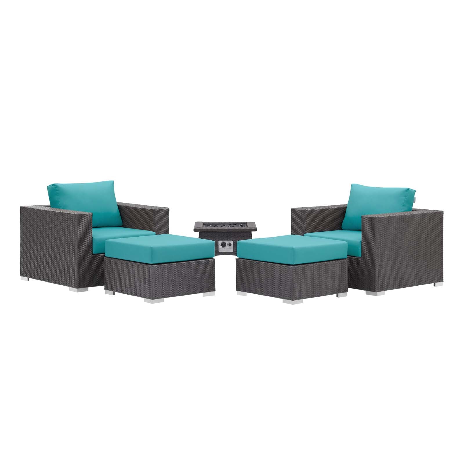 Modway Convene 5 Piece Set Outdoor Patio with Fire Pit-EEI-3726 | Outdoor Sofas, Loveseats & Sectionals | 