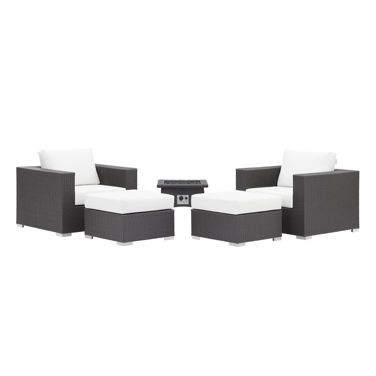 Modway Convene 5 Piece Set Outdoor Patio with Fire Pit-EEI-3726 | Outdoor Sofas, Loveseats & Sectionals | 