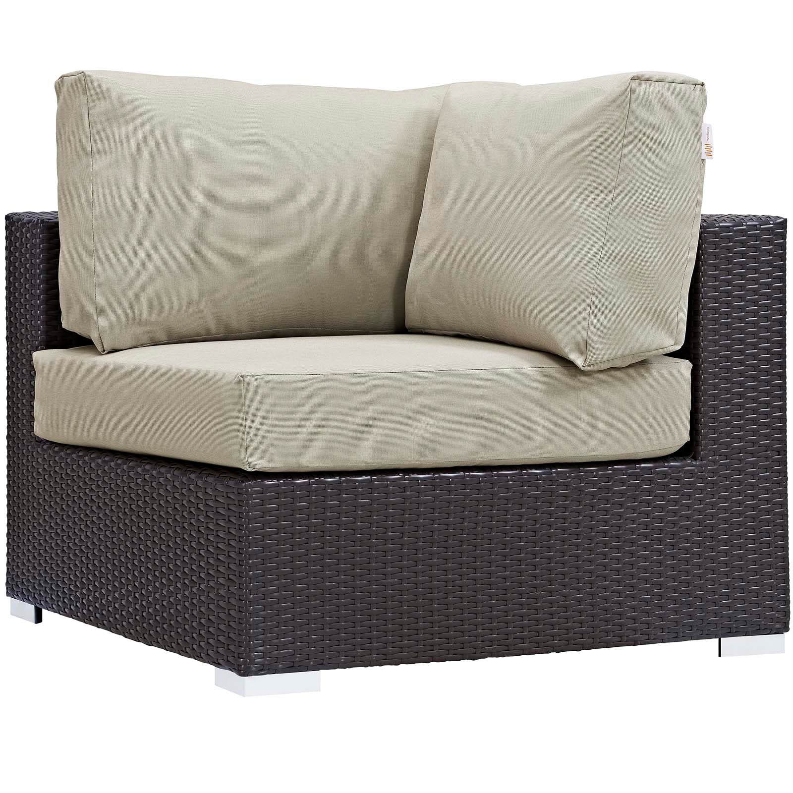 Modway Convene 5 Piece Set Outdoor Patio with Fire Pit | Outdoor Patio Daybed | 