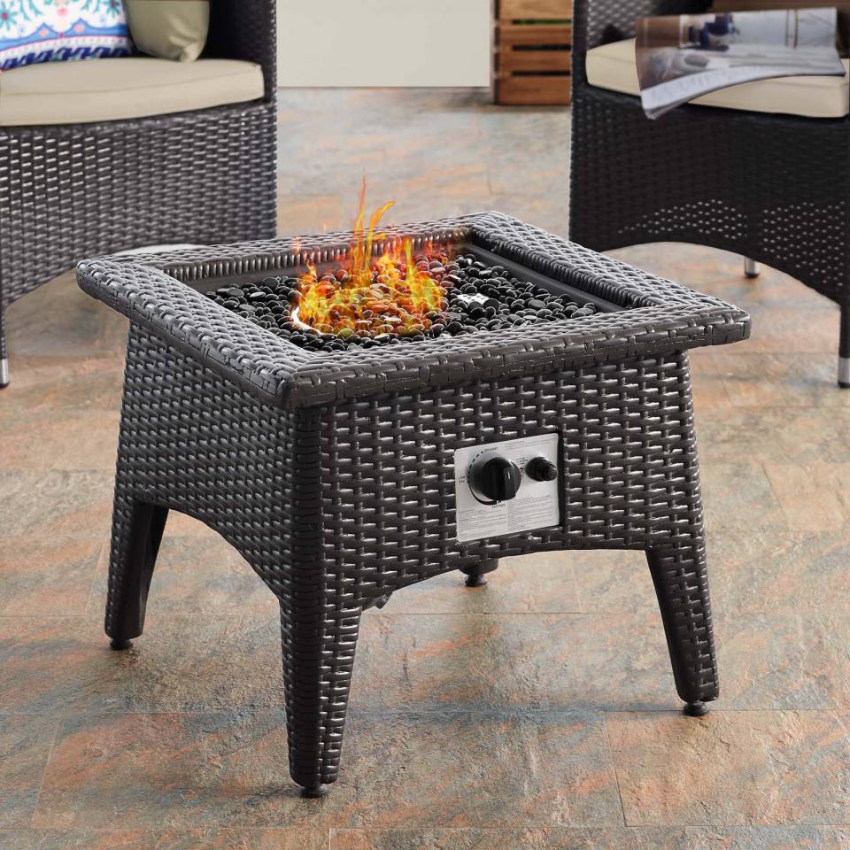 Modway Convene 3 Piece Set Outdoor Patio with Fire Pit | Outdoor Chairs | 