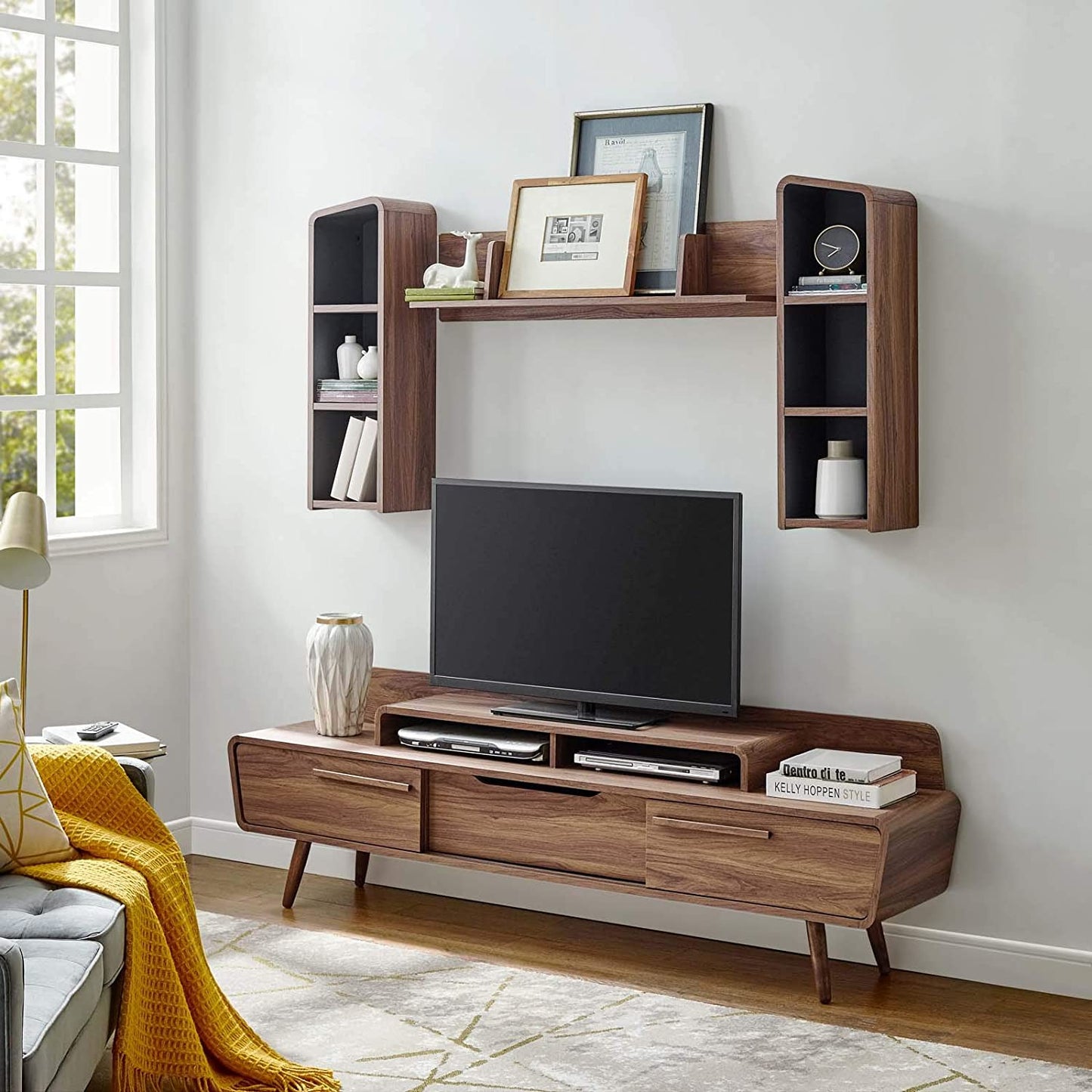 Modway Omnistand 2 Piece Entertainment Center in Walnut Gray | TV Stands | Modishstore