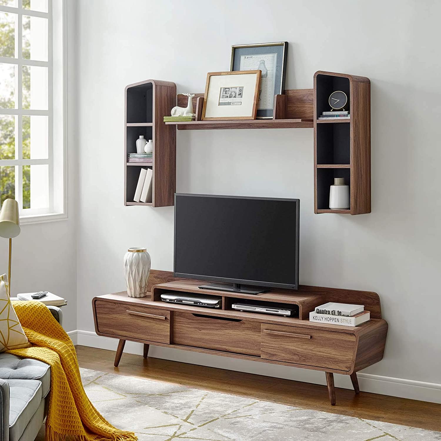 Modway Omnistand 2 Piece Entertainment Center in Walnut Gray | TV Stands | Modishstore