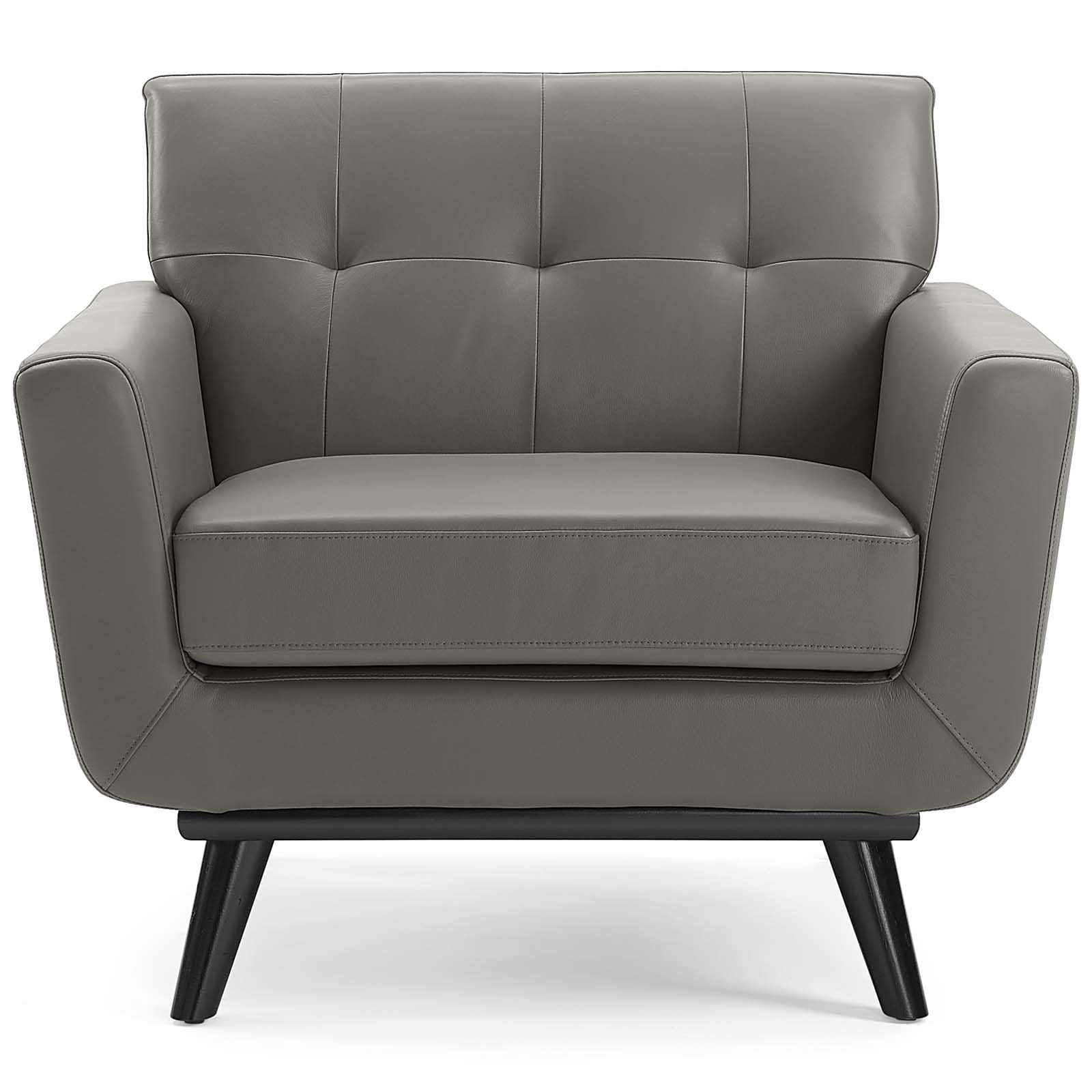 Modway Engage Top-Grain Leather Living Room Lounge Accent Armchair | Armchairs | 