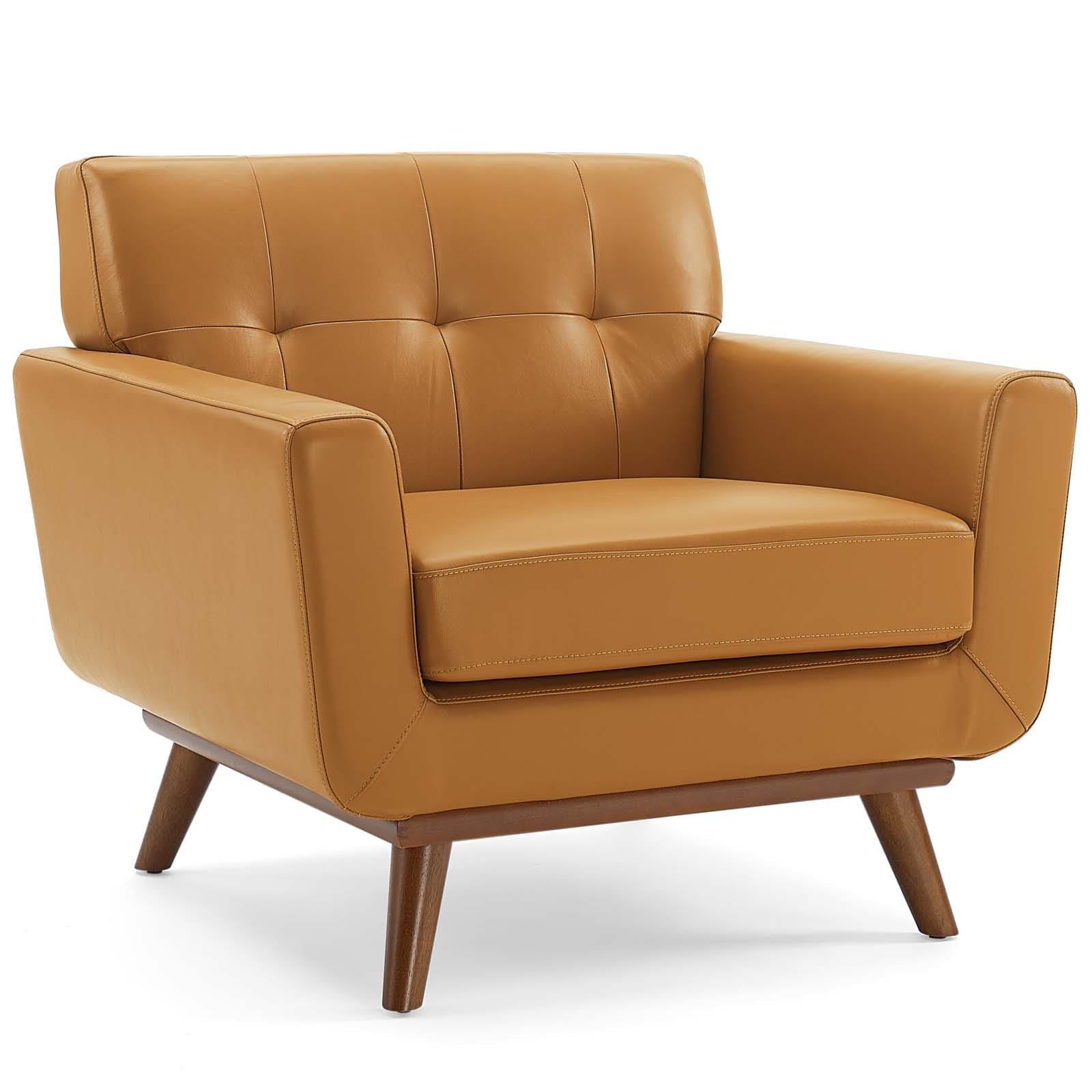 Modway Engage Top-Grain Leather Living Room Lounge Accent Armchair | Armchairs | 