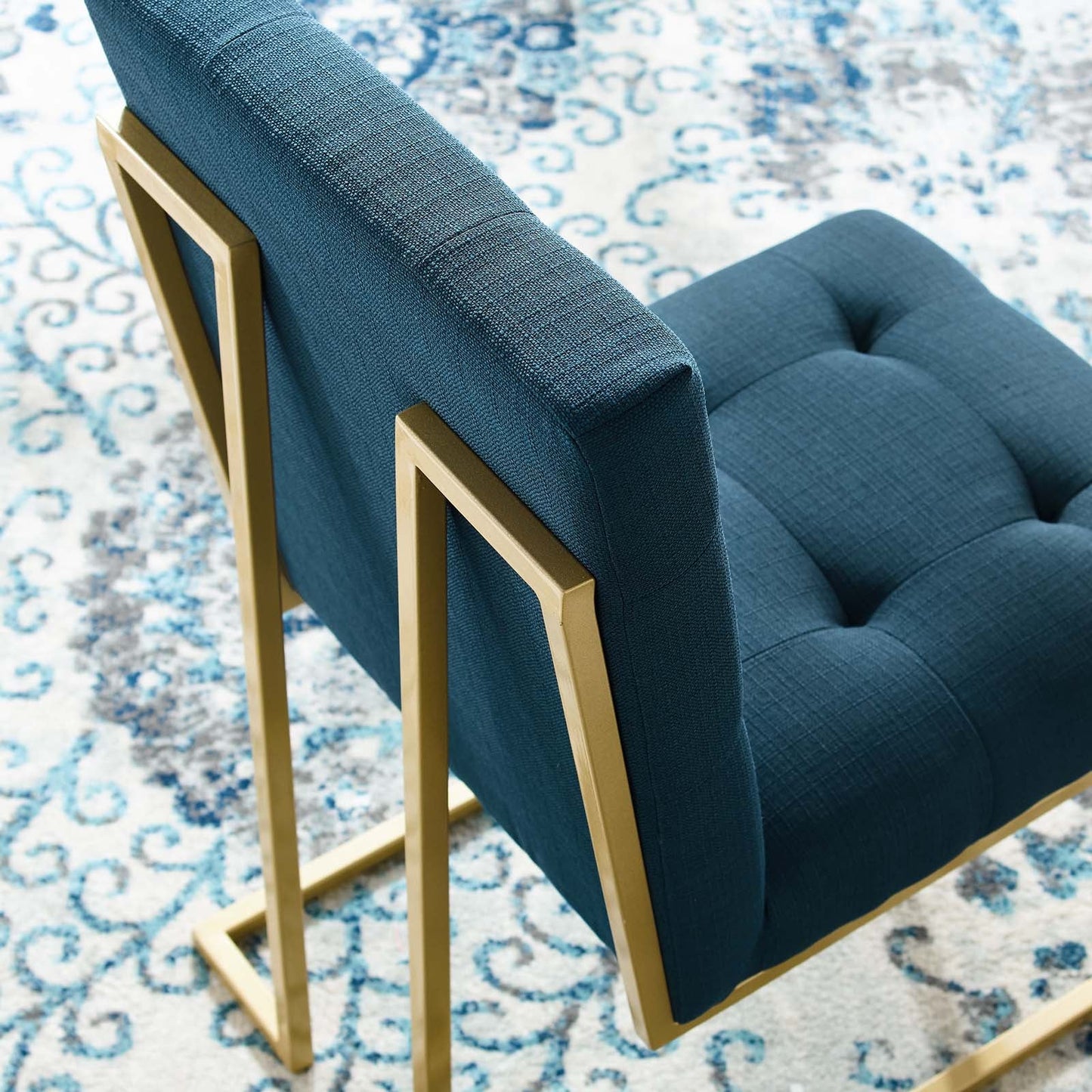 Modway Privy Gold Stainless Steel Upholstered Fabric Dining Accent Chair | Dining Chairs | Modishstore-8