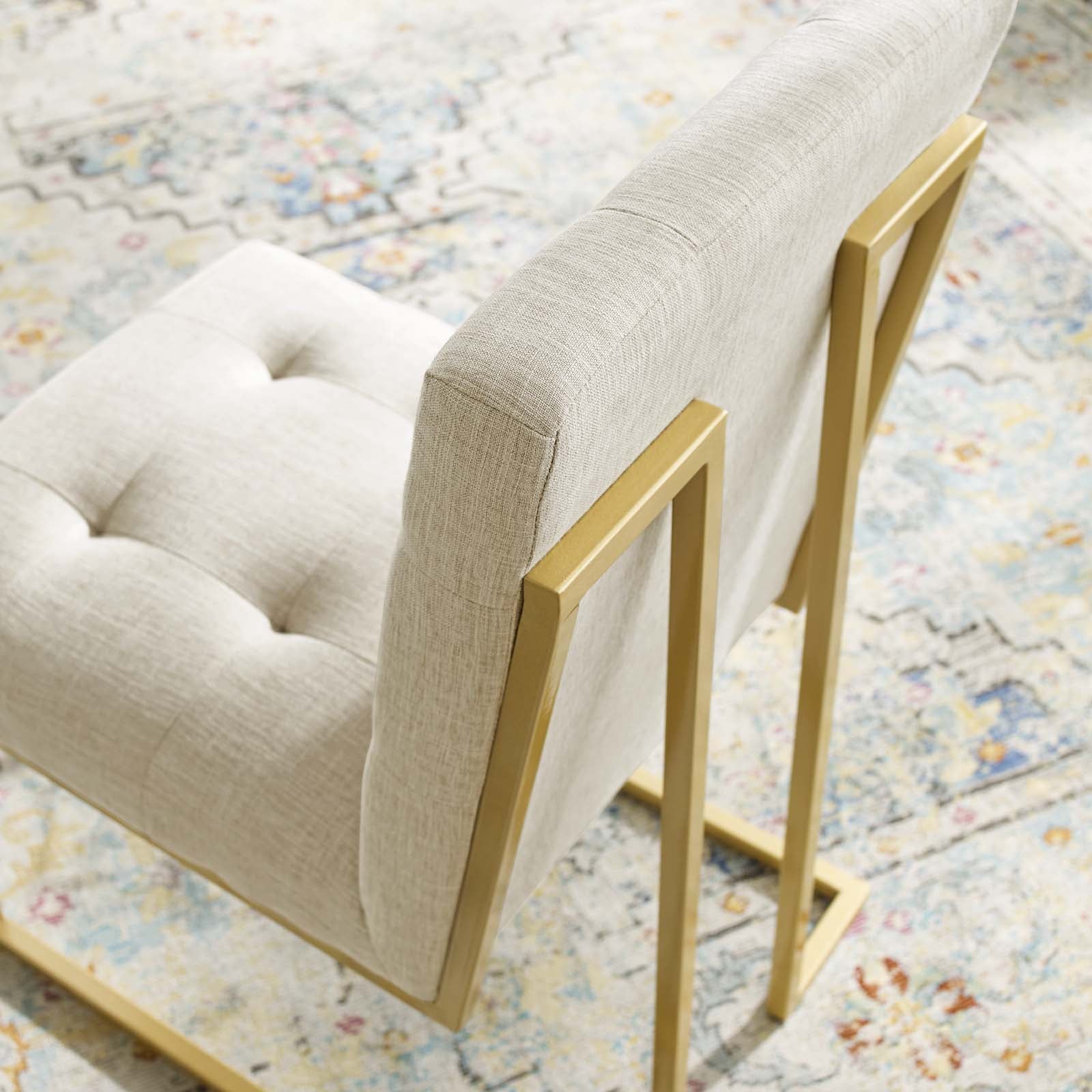 Modway Privy Gold Stainless Steel Upholstered Fabric Dining Accent Chair | Dining Chairs | Modishstore-13