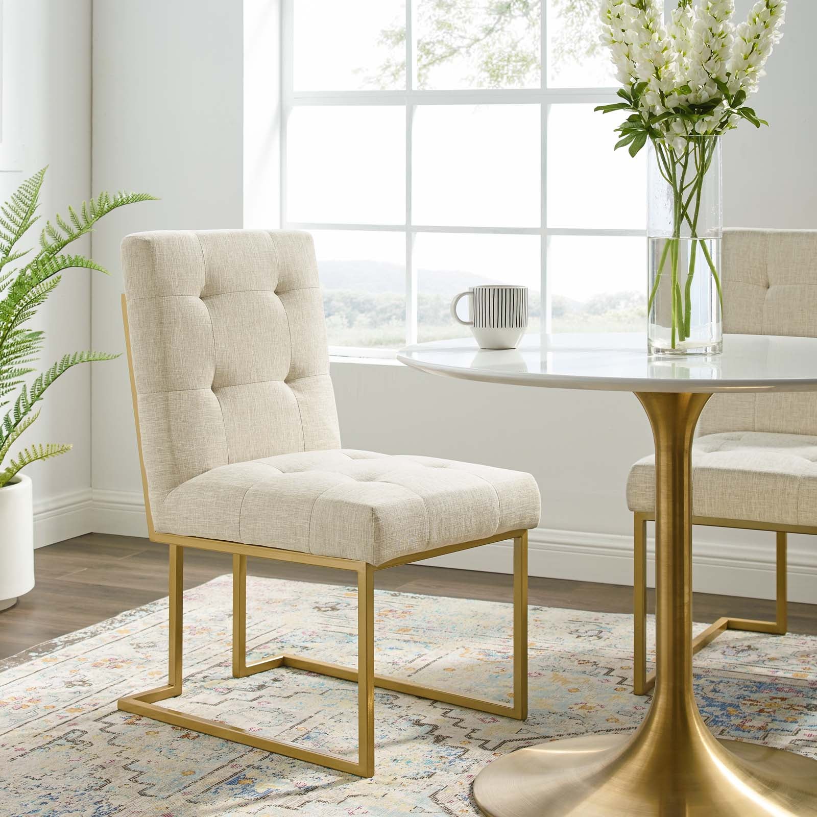 Modway Privy Gold Stainless Steel Upholstered Fabric Dining Accent Chair | Dining Chairs | Modishstore-16