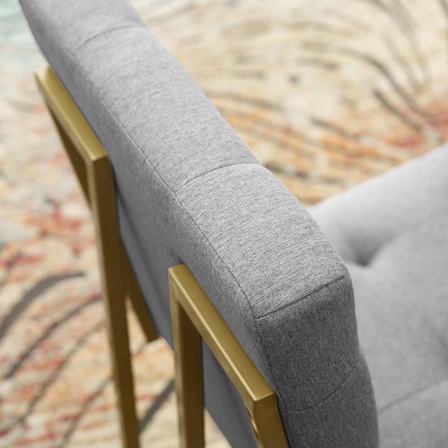 Modway Privy Gold Stainless Steel Upholstered Fabric Dining Accent Chair | Dining Chairs | Modishstore-24