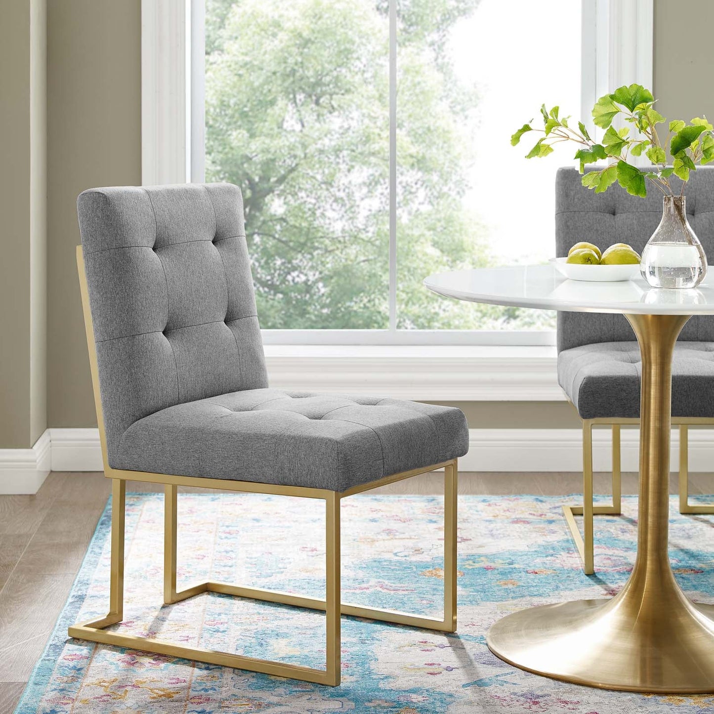 Modway Privy Gold Stainless Steel Upholstered Fabric Dining Accent Chair | Dining Chairs | Modishstore-17
