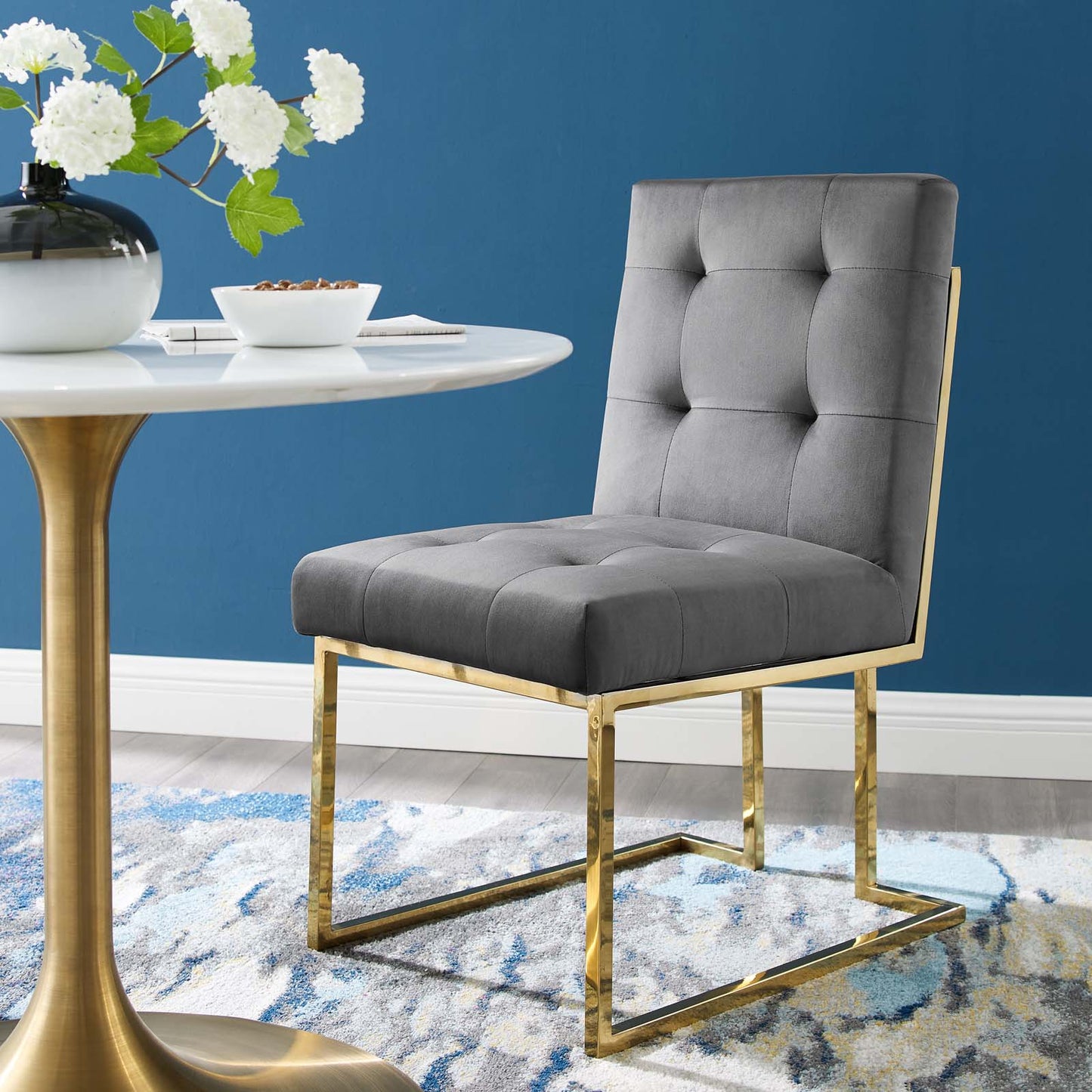 Modway Privy Gold Stainless Steel Performance Velvet Dining Chair | Dining Chairs | Modishstore