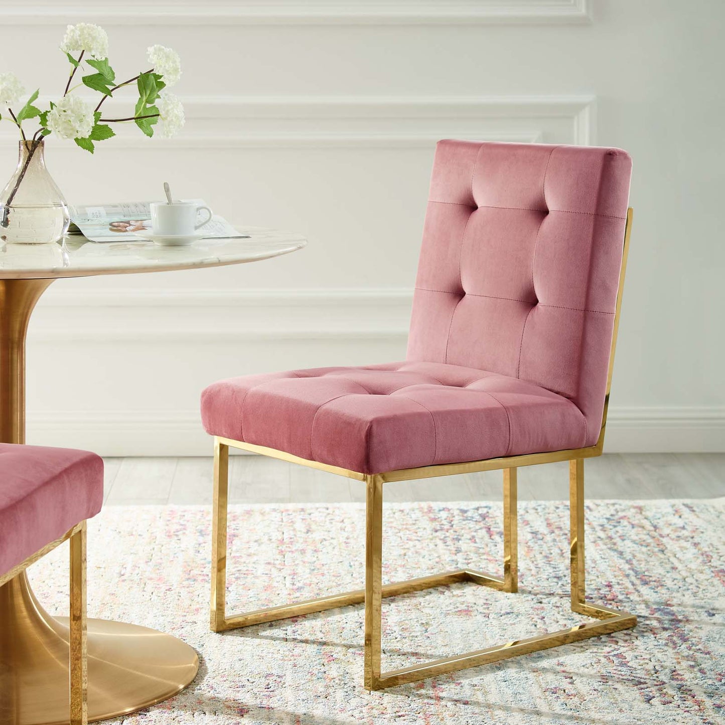 Modway Privy Gold Stainless Steel Performance Velvet Dining Chair | Dining Chairs | Modishstore-45