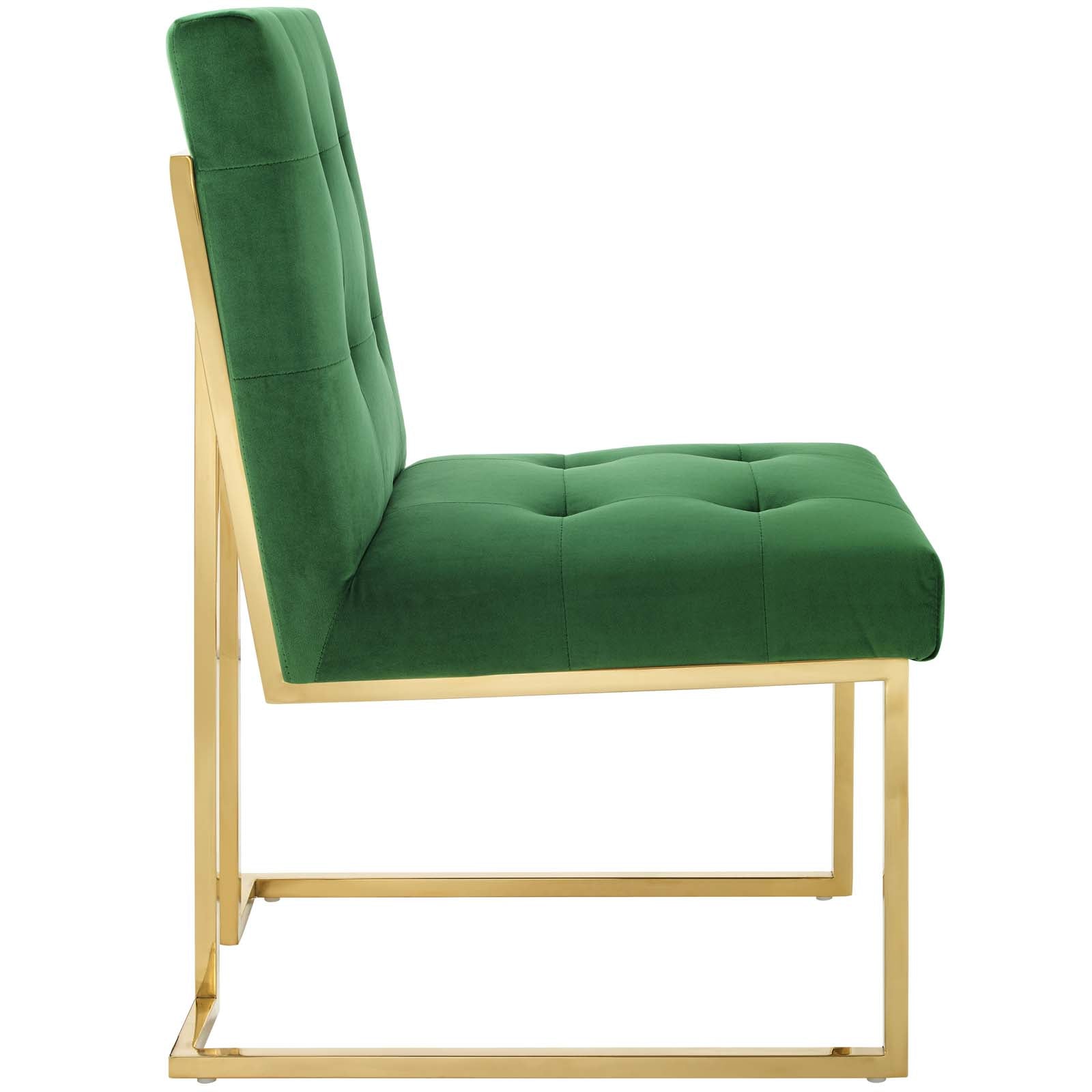 Modway Privy Gold Stainless Steel Performance Velvet Dining Chair | Dining Chairs | Modishstore-24