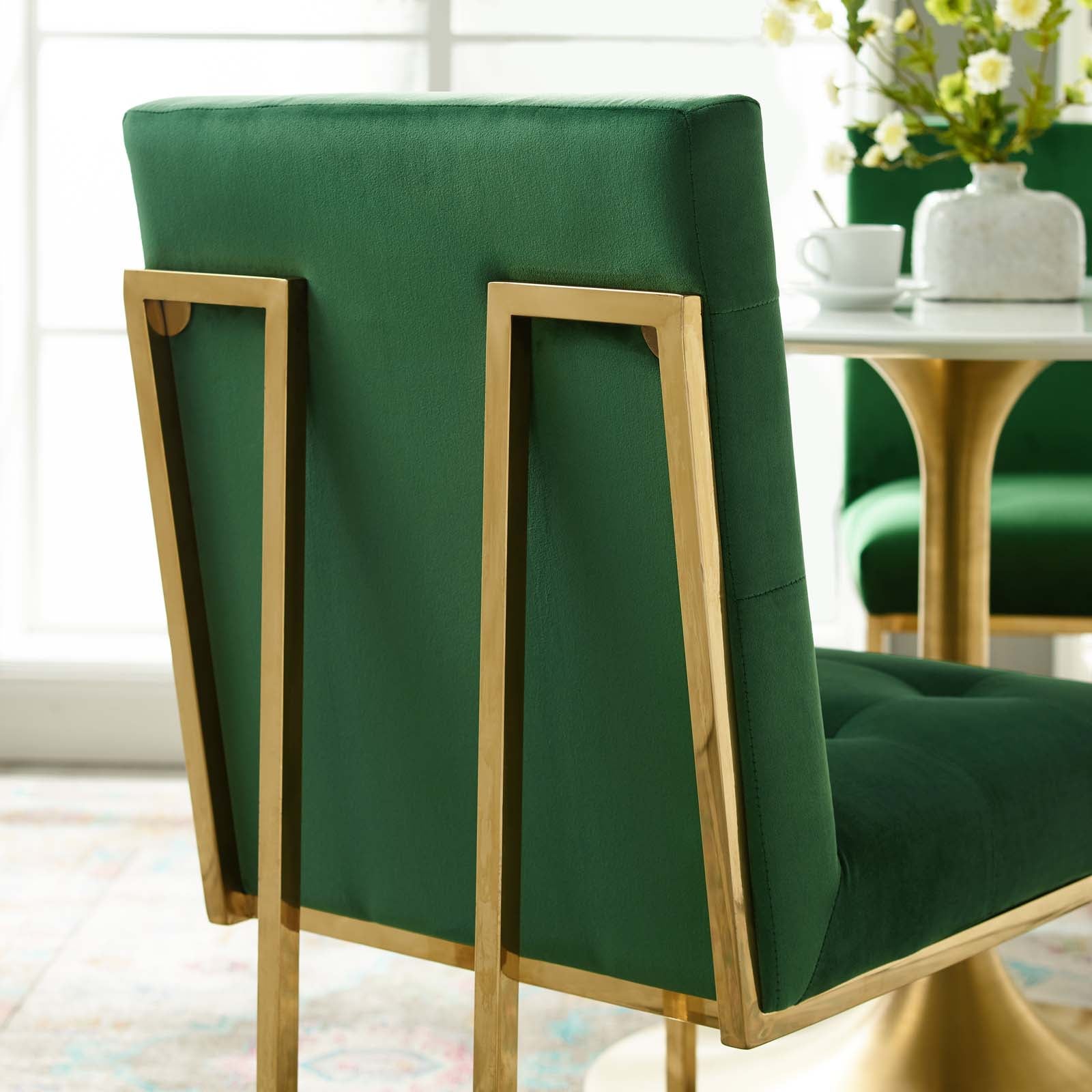 Modway Privy Gold Stainless Steel Performance Velvet Dining Chair | Dining Chairs | Modishstore-41