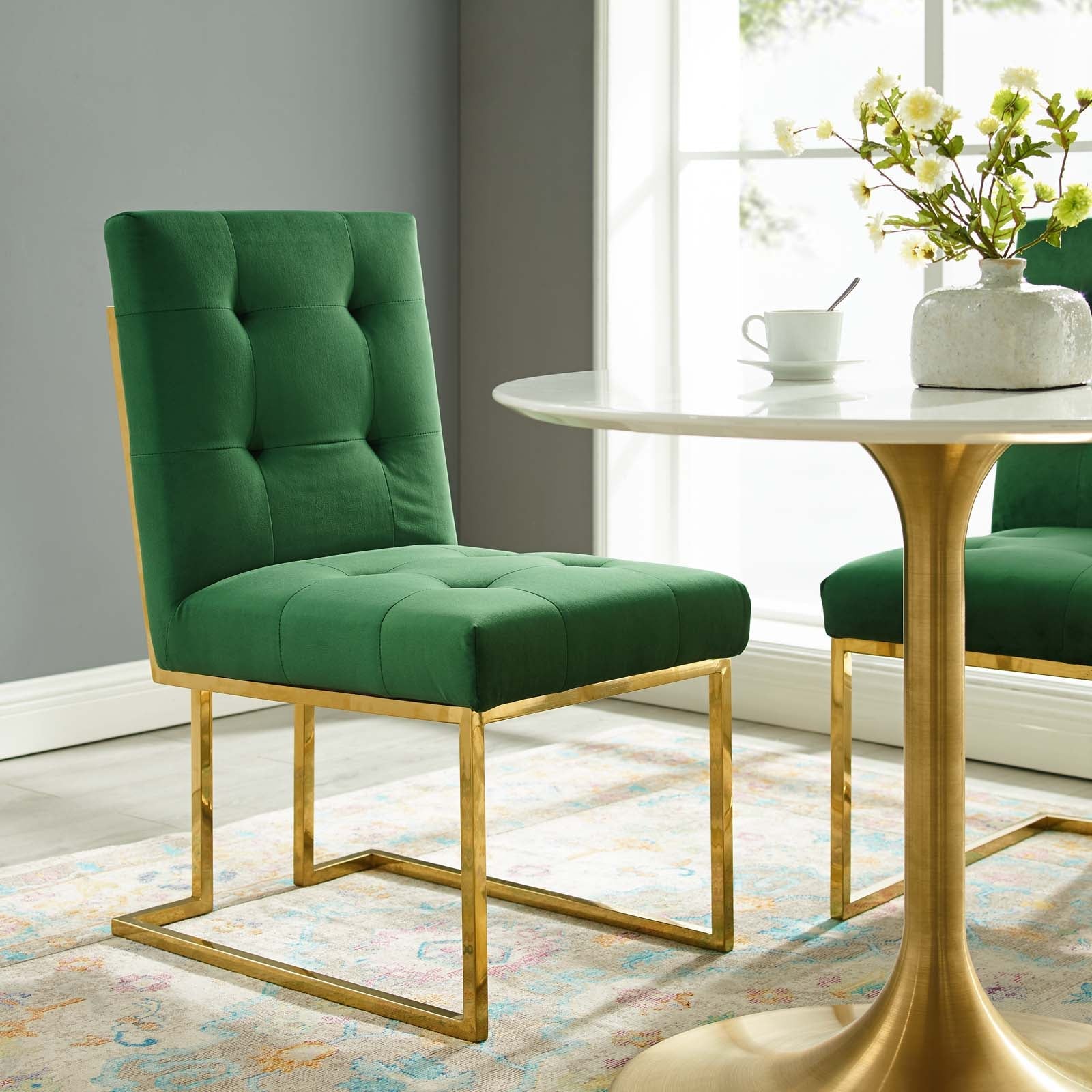 Modway Privy Gold Stainless Steel Performance Velvet Dining Chair | Dining Chairs | Modishstore-42