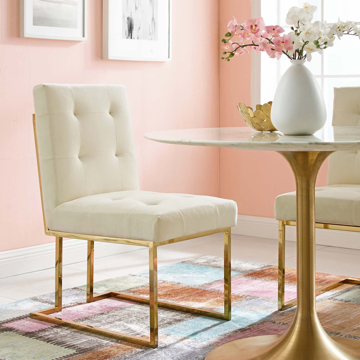 Modway Privy Gold Stainless Steel Performance Velvet Dining Chair | Dining Chairs | Modishstore-48