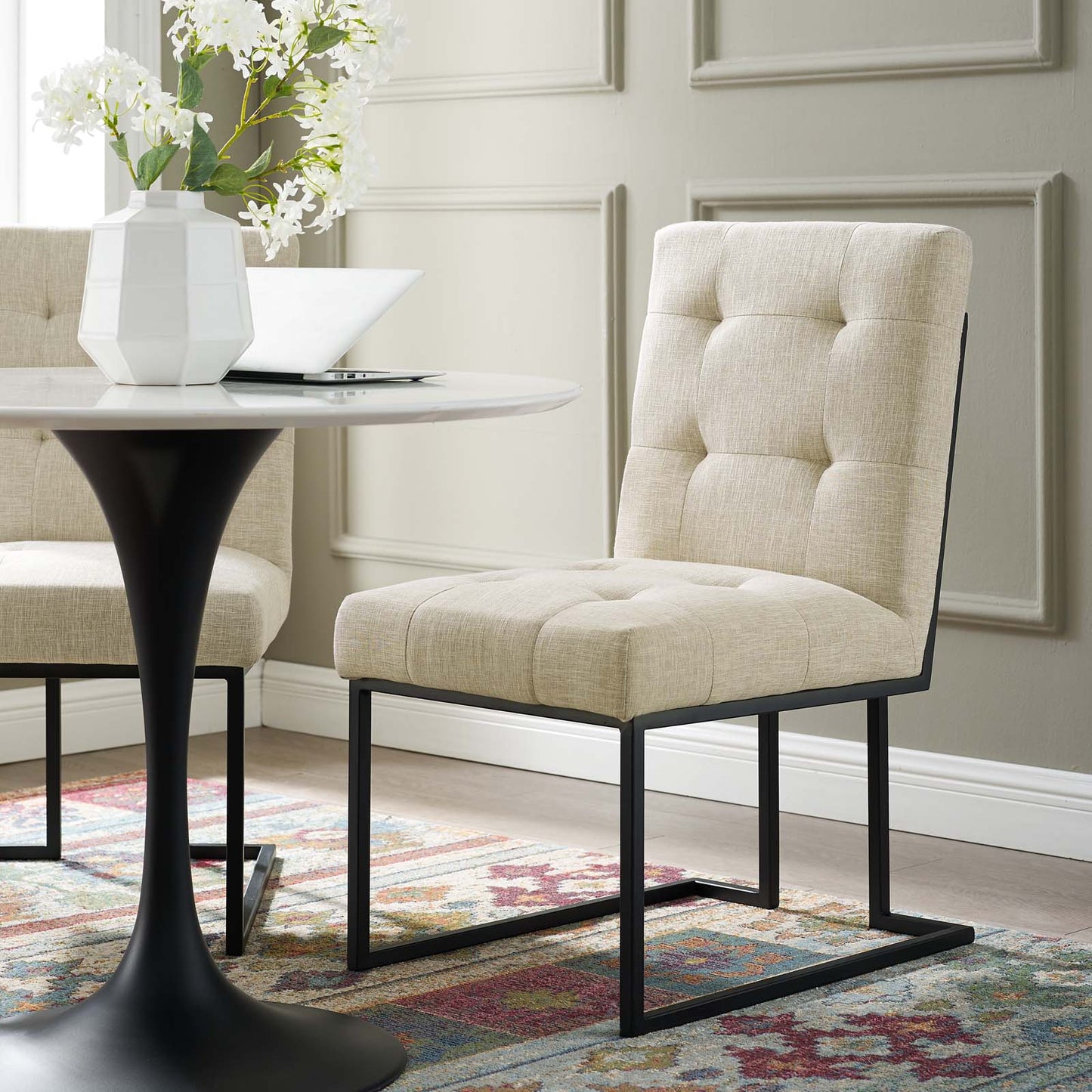 Modway Privy Black Stainless Steel Upholstered Fabric Dining Chair | Dining Chairs | Modishstore