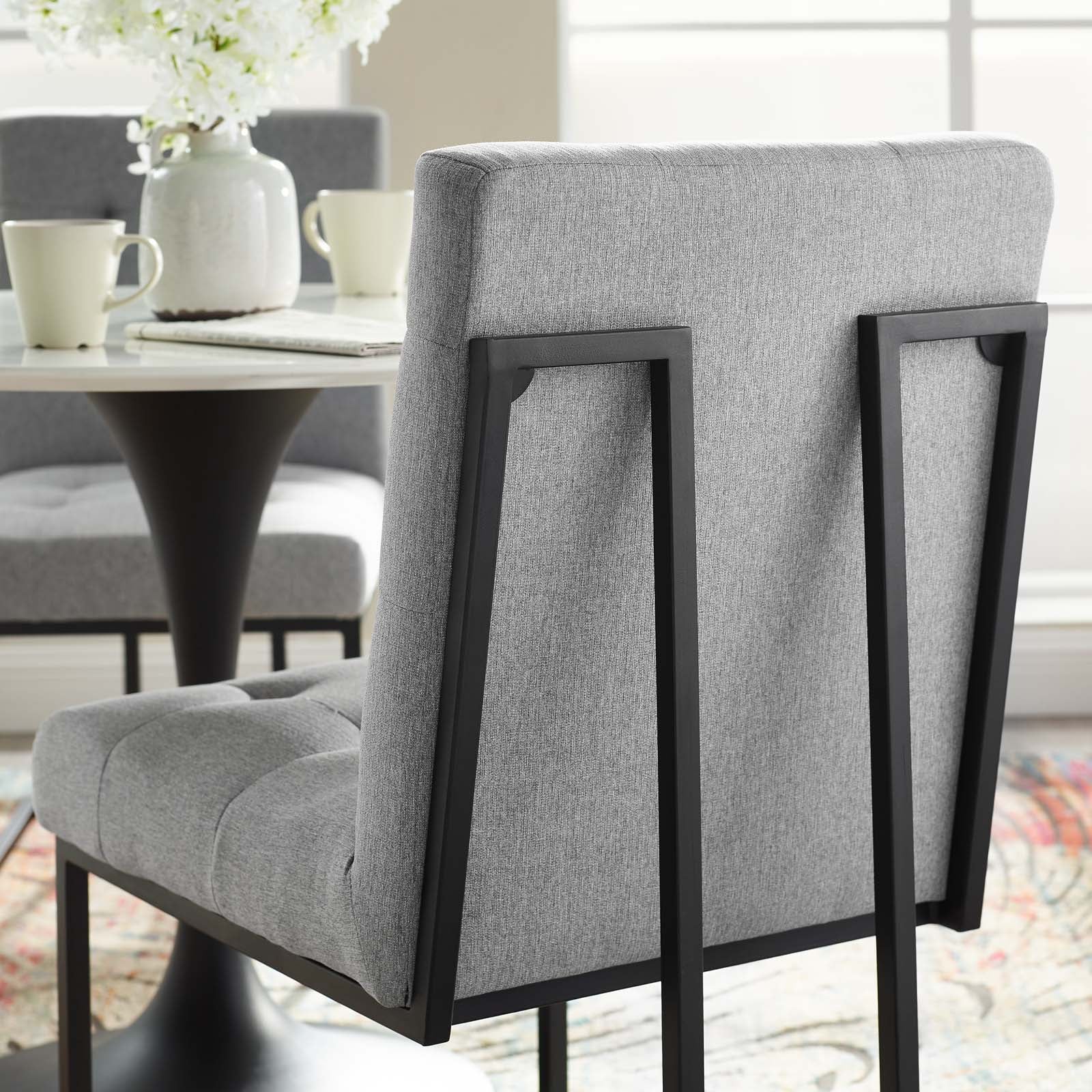 Modway Privy Black Stainless Steel Upholstered Fabric Dining Chair | Dining Chairs | Modishstore-16