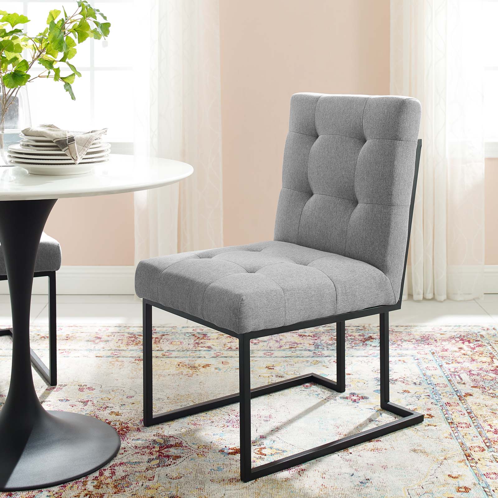 Modway Privy Black Stainless Steel Upholstered Fabric Dining Chair | Dining Chairs | Modishstore-9