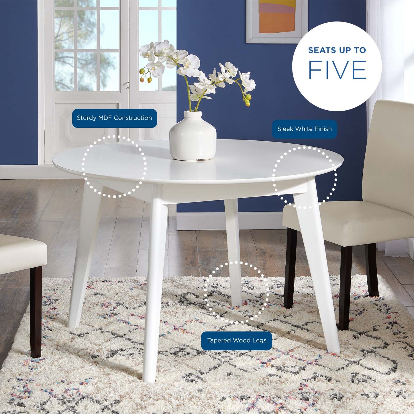 Modway Vision 45" White Round Dining Table | Dining Tables | Modishstore-5