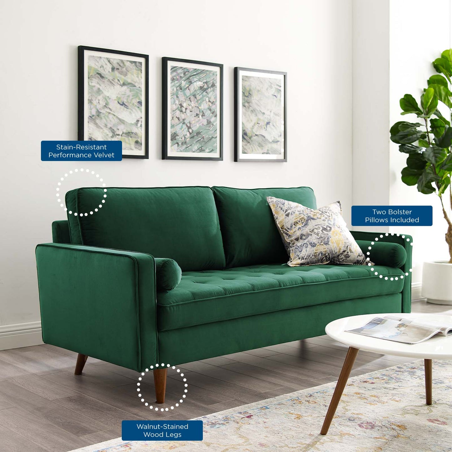 Modway Valour Performance Velvet Sofa | Sofas | Modishstore-23