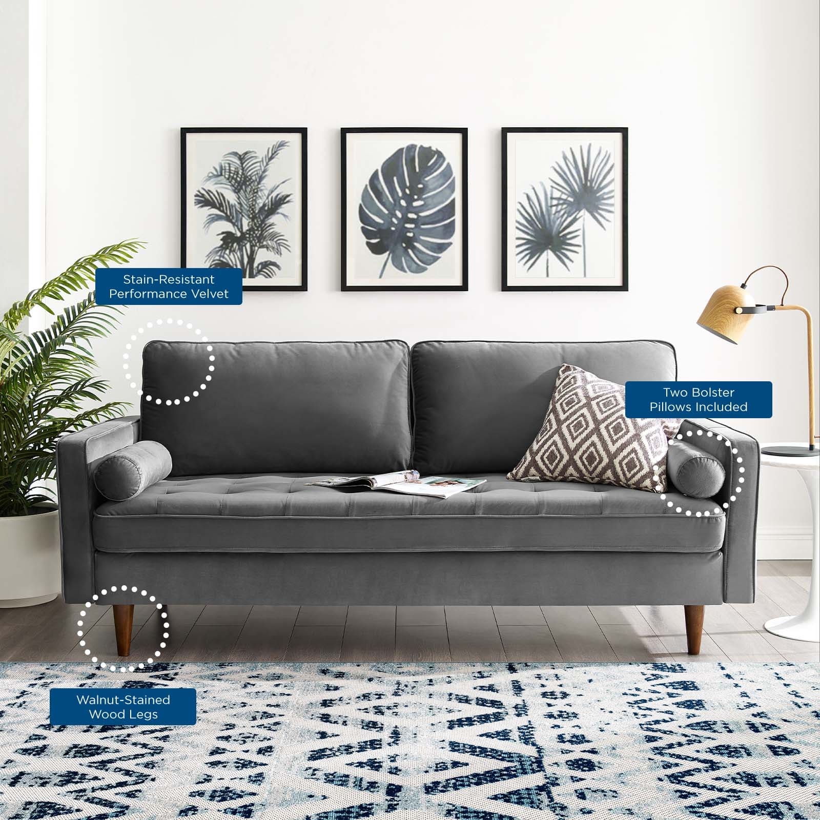 Modway Valour Performance Velvet Sofa | Sofas | Modishstore-30