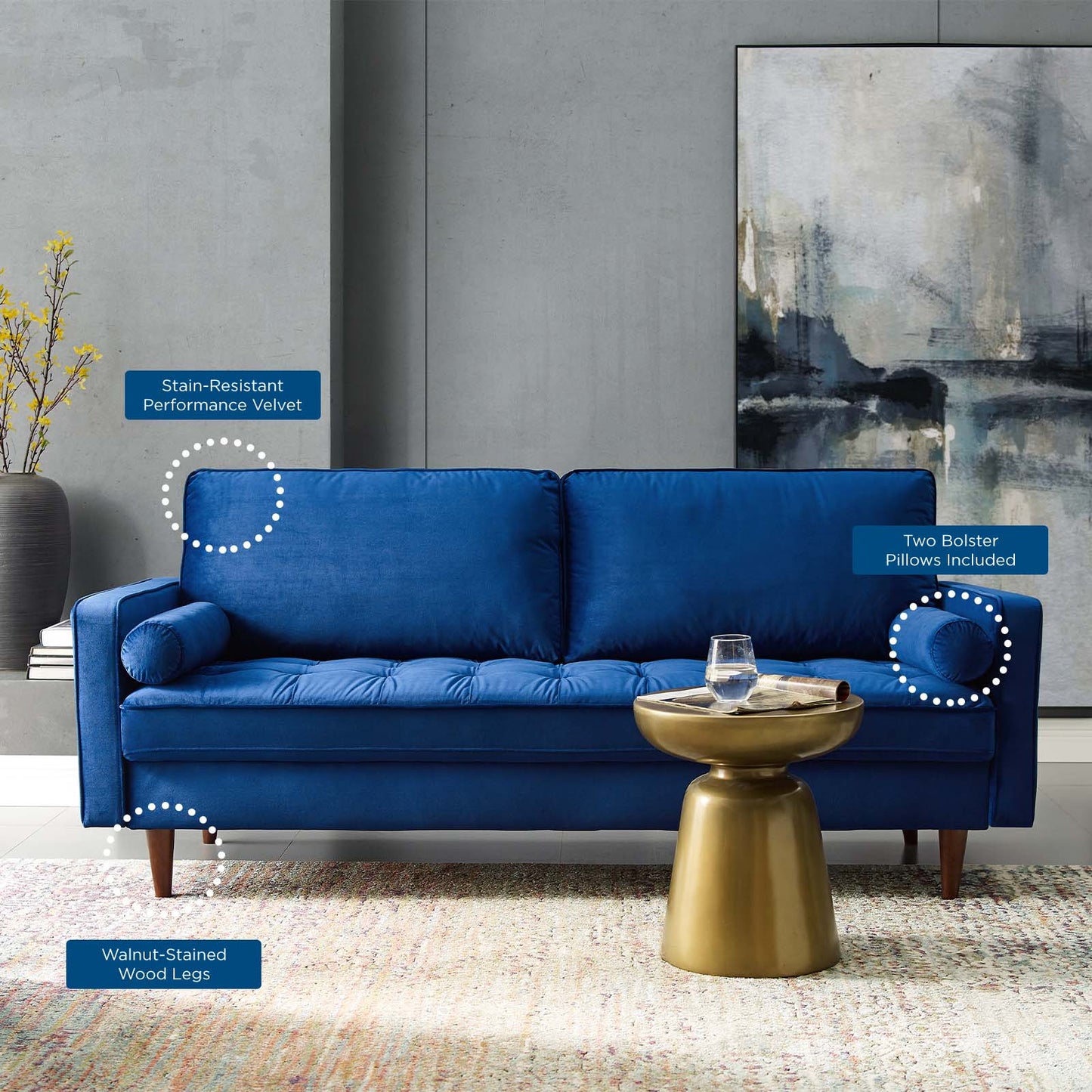 Modway Valour Performance Velvet Sofa | Sofas | Modishstore-46