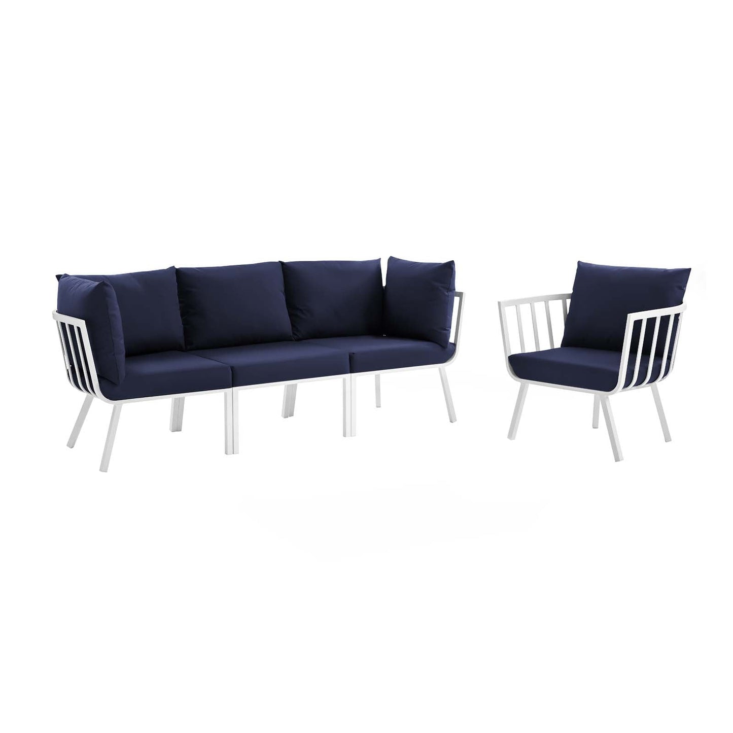 Modway Riverside 4 Piece Outdoor Patio Aluminum Set | Outdoor Sofas, Loveseats & Sectionals | Modishstore-10