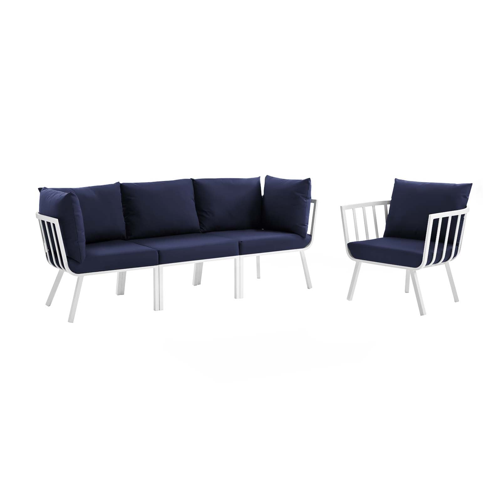 Modway Riverside 4 Piece Outdoor Patio Aluminum Set | Outdoor Sofas, Loveseats & Sectionals | Modishstore-10