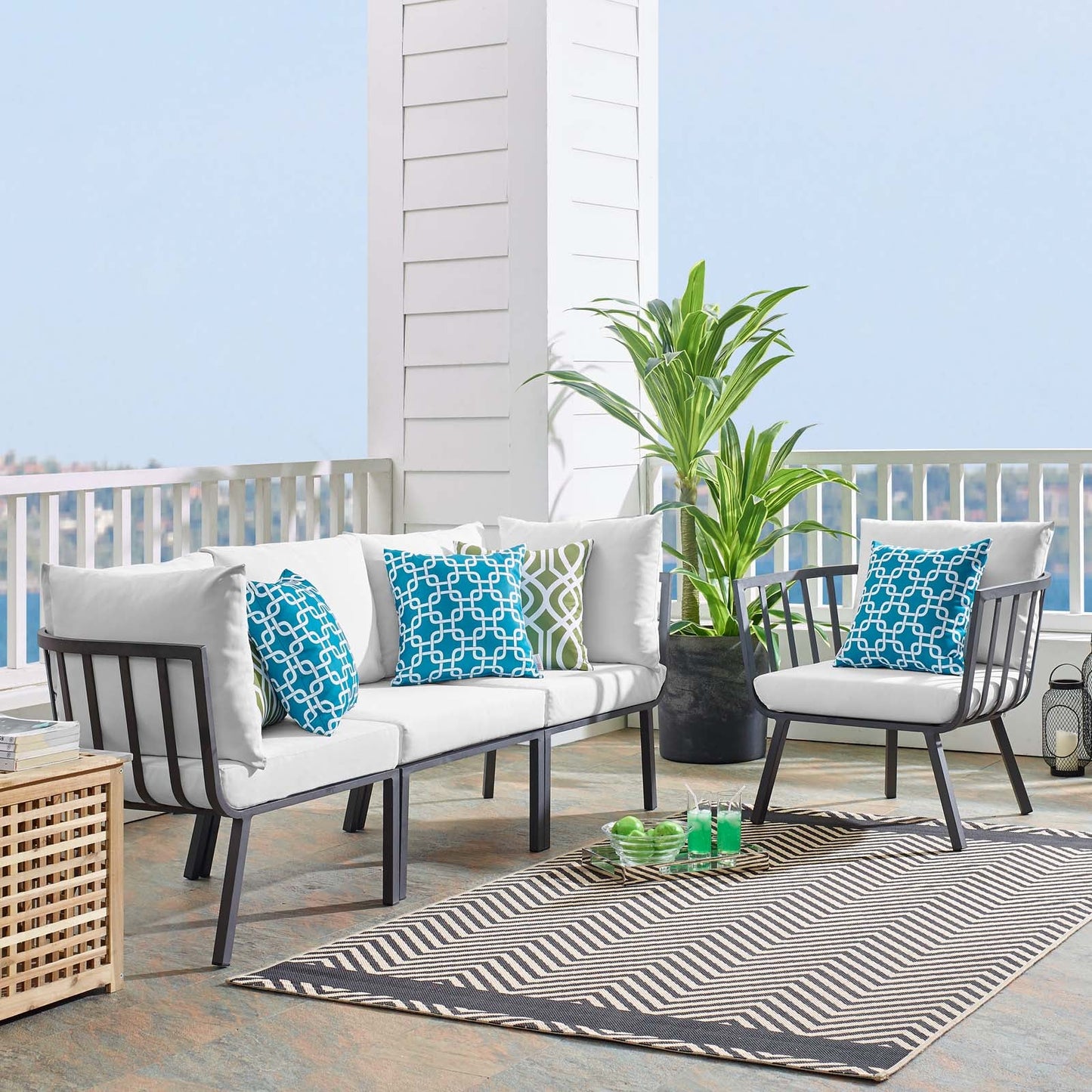 Riverside 4 Piece Outdoor Patio Aluminum Set By Modway - EEI-3785 | Outdoor Sofas, Loveseats & Sectionals | Modishstore - 17