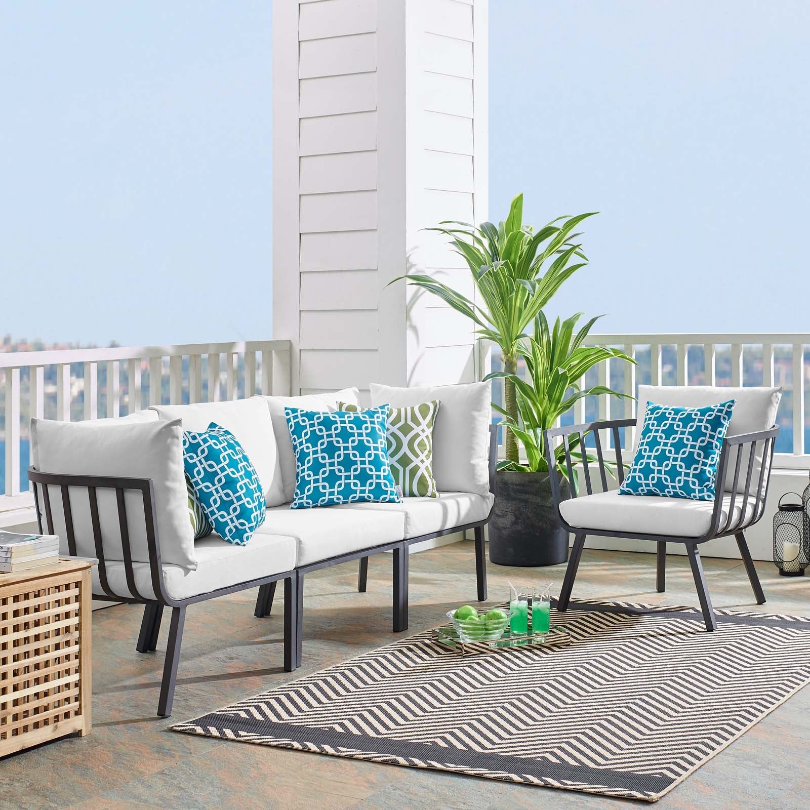 Riverside 4 Piece Outdoor Patio Aluminum Set By Modway - EEI-3785 | Outdoor Sofas, Loveseats & Sectionals | Modishstore - 17