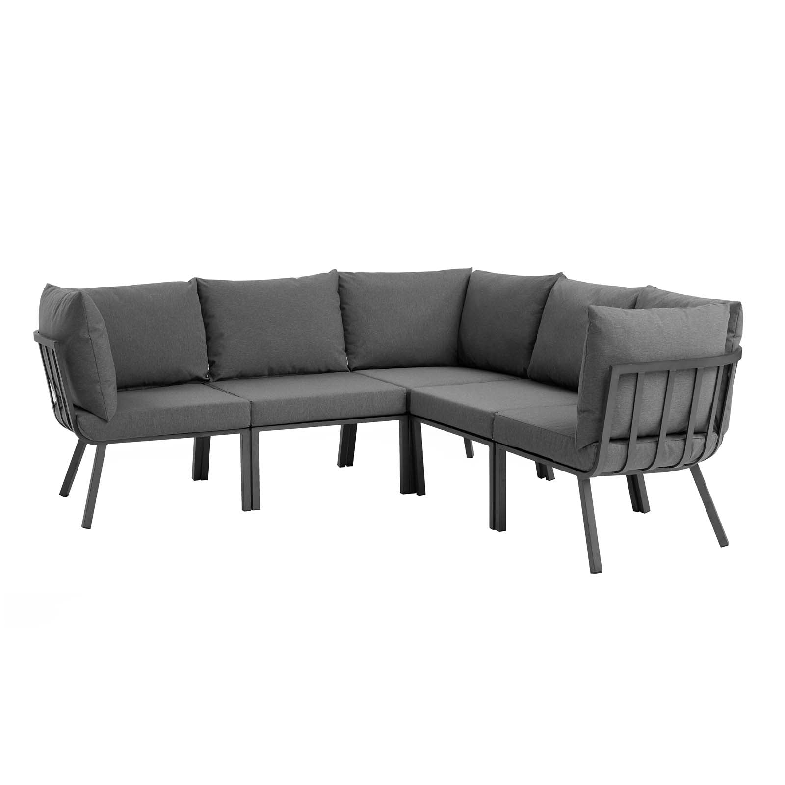 Modway Riverside 5 Piece Outdoor Patio Aluminum Sectional | Outdoor Sofas, Loveseats & Sectionals | Modishstore-2