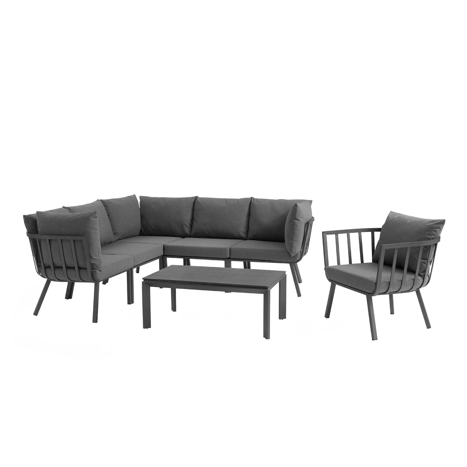 Modway Riverside 7 Piece Outdoor Patio Aluminum Set | Outdoor Sofas, Loveseats & Sectionals | Modishstore-2