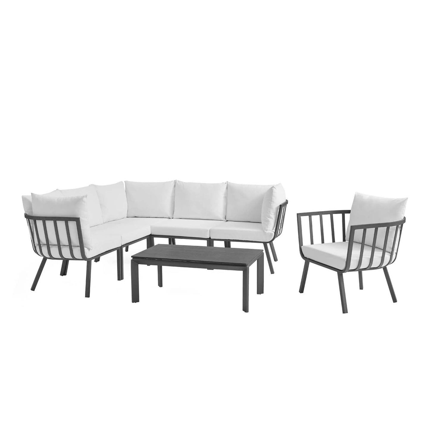 Modway Riverside 7 Piece Outdoor Patio Aluminum Set | Outdoor Sofas, Loveseats & Sectionals | Modishstore-17