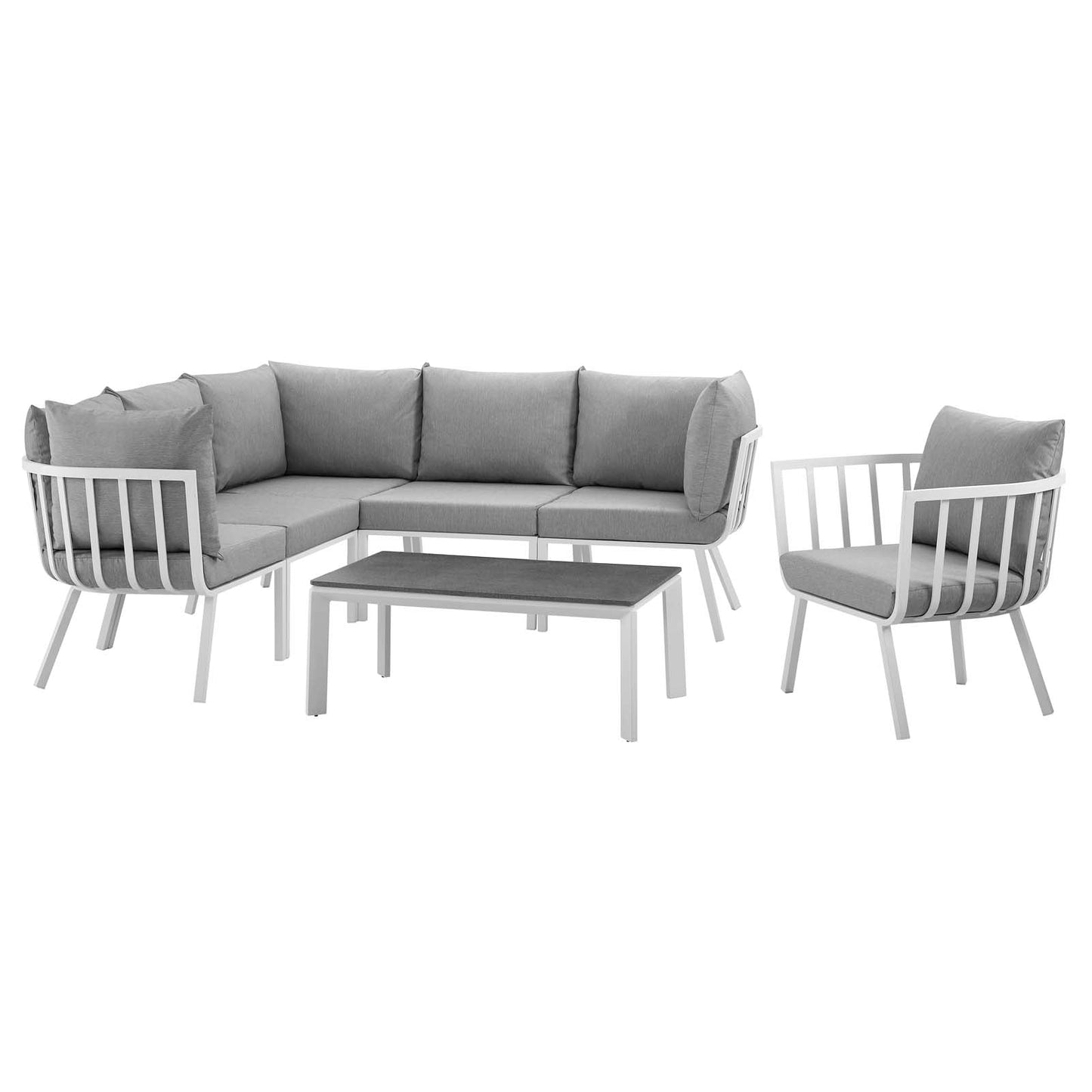Modway Riverside 7 Piece Outdoor Patio Aluminum Set | Outdoor Sofas, Loveseats & Sectionals | Modishstore-18