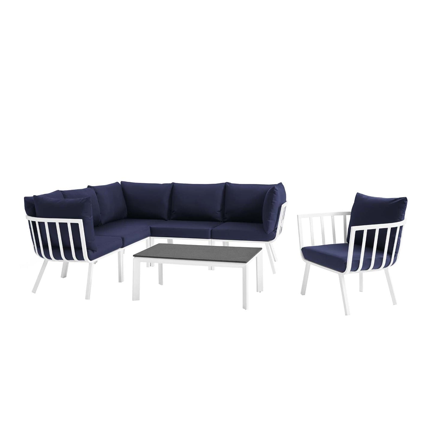 Modway Riverside 7 Piece Outdoor Patio Aluminum Set | Outdoor Sofas, Loveseats & Sectionals | Modishstore-19