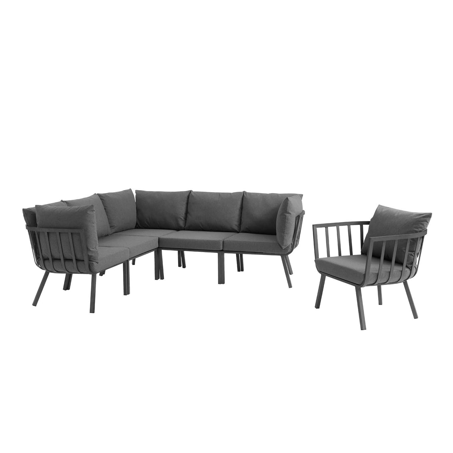 Modway Riverside 6 Piece Outdoor Patio Aluminum Set | Outdoor Sofas, Loveseats & Sectionals | Modishstore