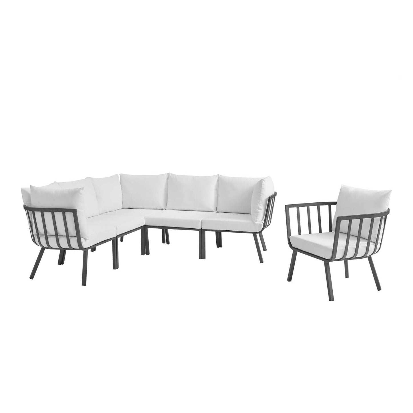 Modway Riverside 6 Piece Outdoor Patio Aluminum Set | Outdoor Sofas, Loveseats & Sectionals | Modishstore-11
