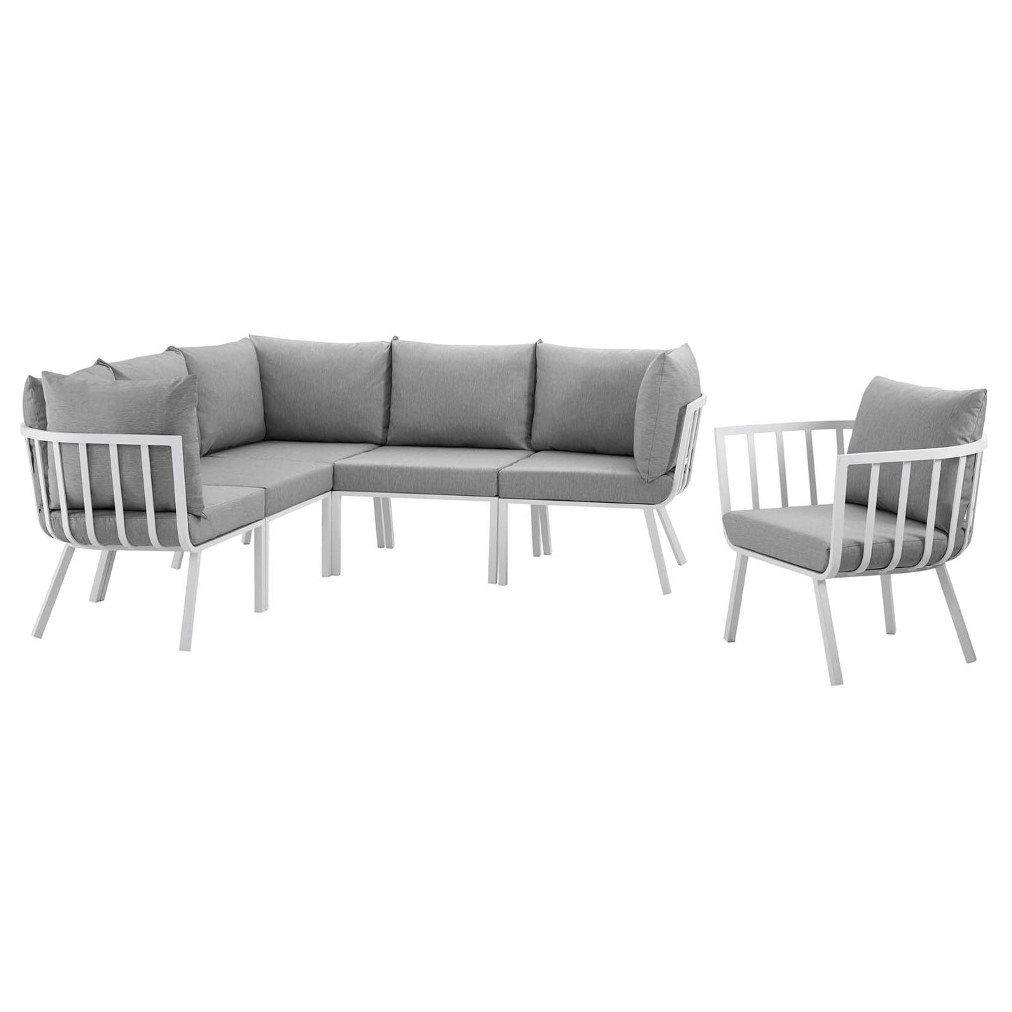 Modway Riverside 6 Piece Outdoor Patio Aluminum Set | Outdoor Sofas, Loveseats & Sectionals | Modishstore-12