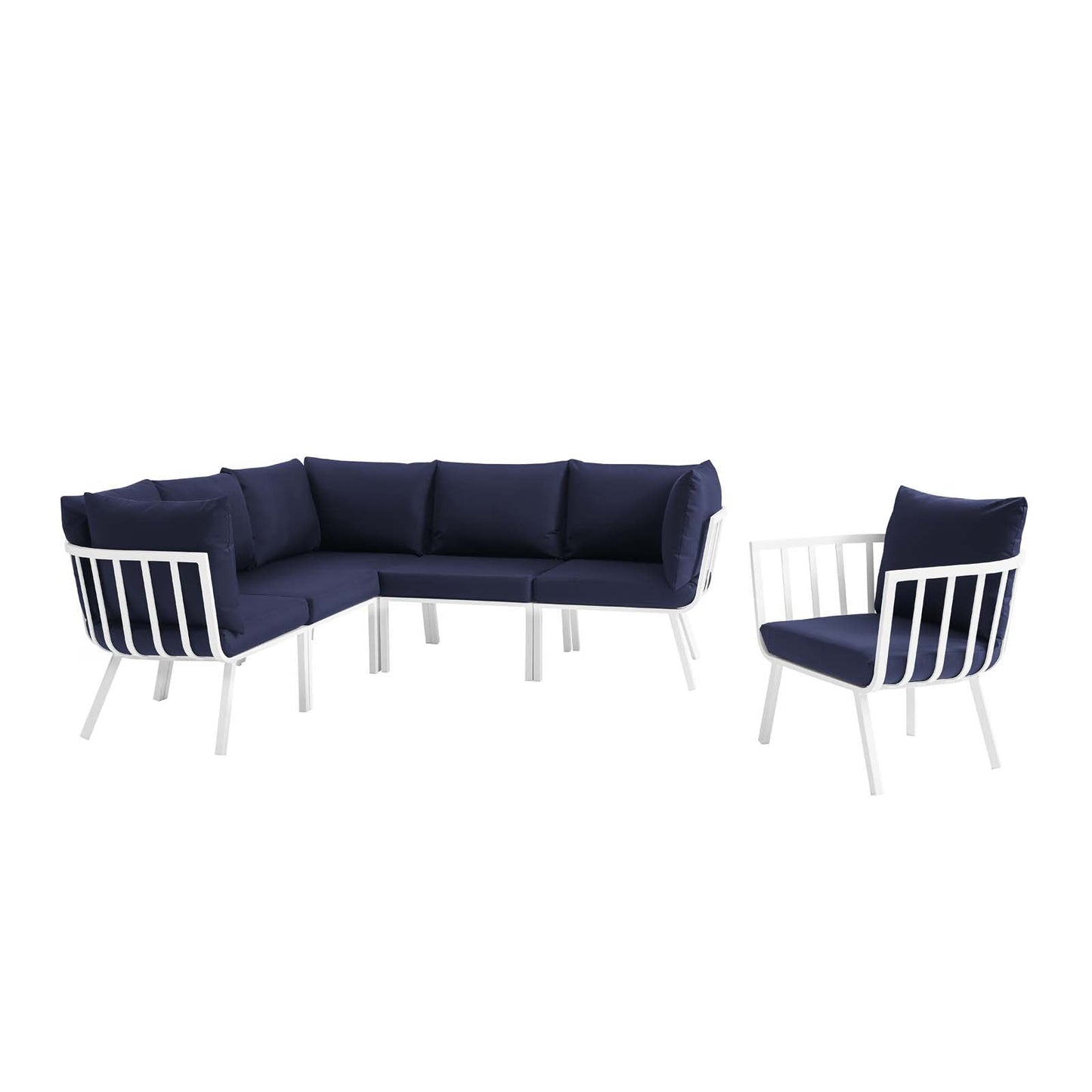 Modway Riverside 6 Piece Outdoor Patio Aluminum Set | Outdoor Sofas, Loveseats & Sectionals | Modishstore-13