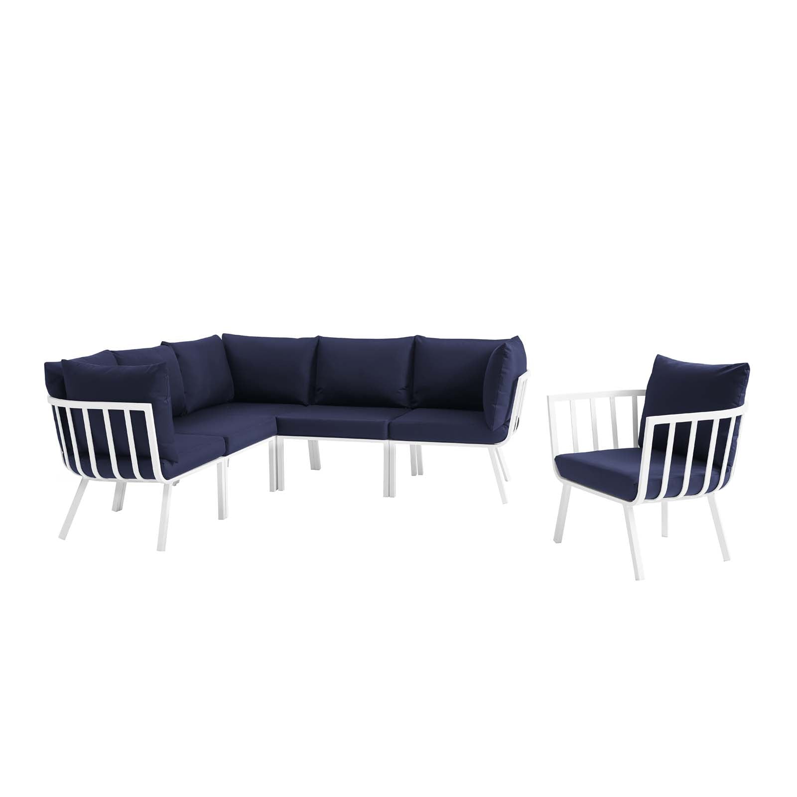 Modway Riverside 6 Piece Outdoor Patio Aluminum Set | Outdoor Sofas, Loveseats & Sectionals | Modishstore-13