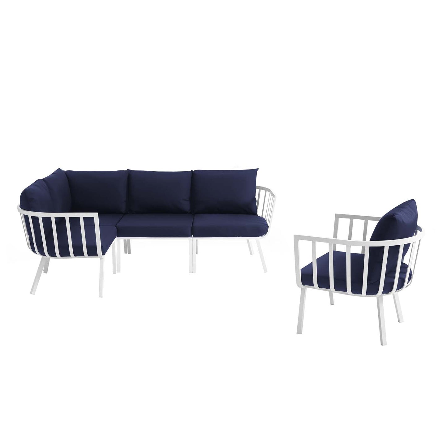 Riverside 5 Piece Outdoor Patio Aluminum Set By Modway | Outdoor Sofas, Loveseats & Sectionals | Modishstore-52
