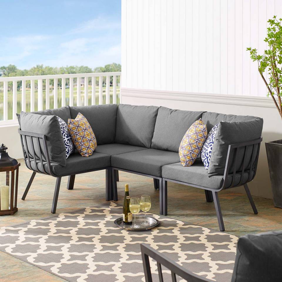 Modway Riverside 4 Piece Outdoor Patio Aluminum Sectional | Outdoor Patio Daybed | Modishstore-30