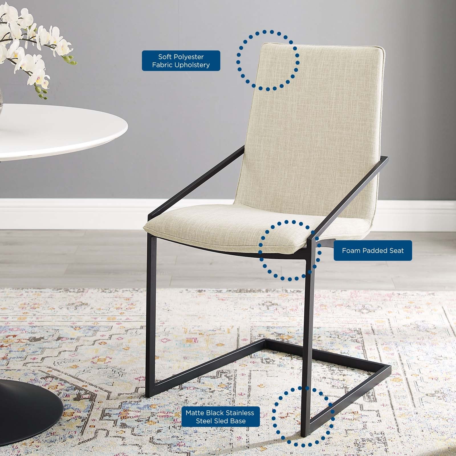 Modway Pitch Upholstered Fabric Dining Armchair | Dining Chairs | Modishstore-3